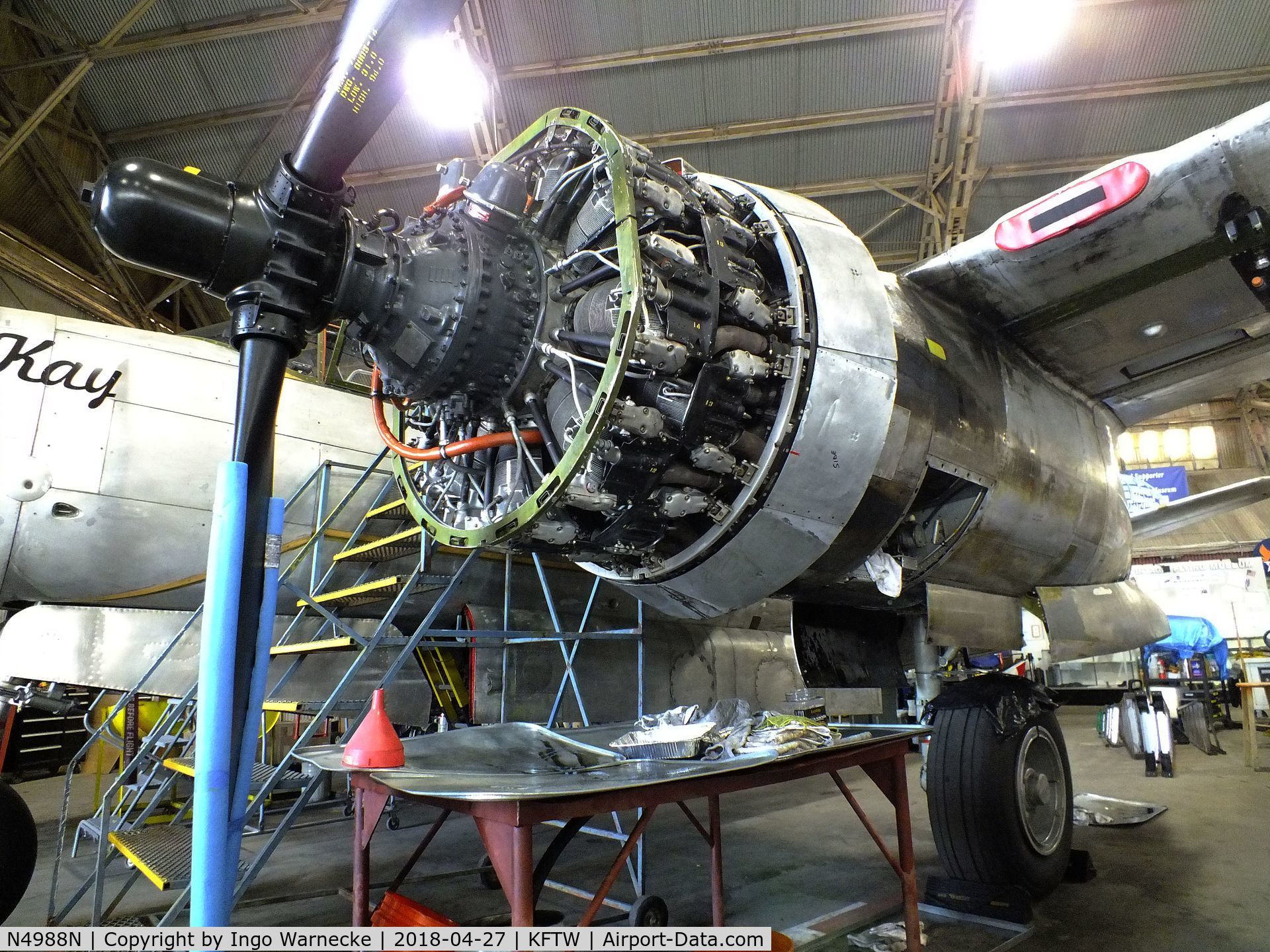 N4988N, 1964 Douglas-On Mark B-26K Counter Invader C/N 27477 (was 44-34198), Douglas / On Mark B-26K Counter Invader, undergoing restoration and mainenance, at the Vintage Flying Museum, Fort Worth TX