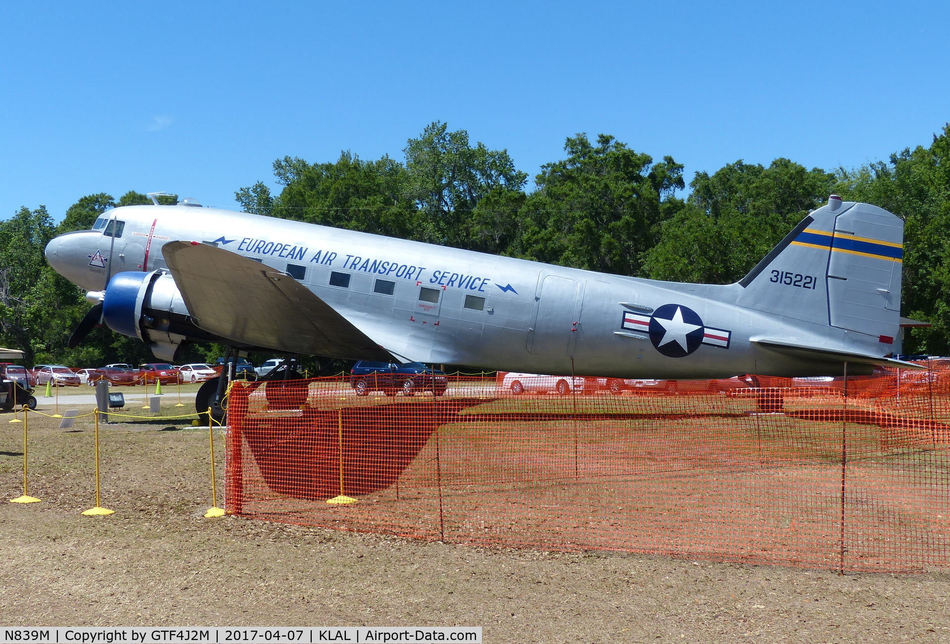 N839M, 1943 Douglas VC-47A Skytrain C/N 20166, N839M  '315221'  USAAF c/s at Florida Air Museum, Lakeland 7.4.17