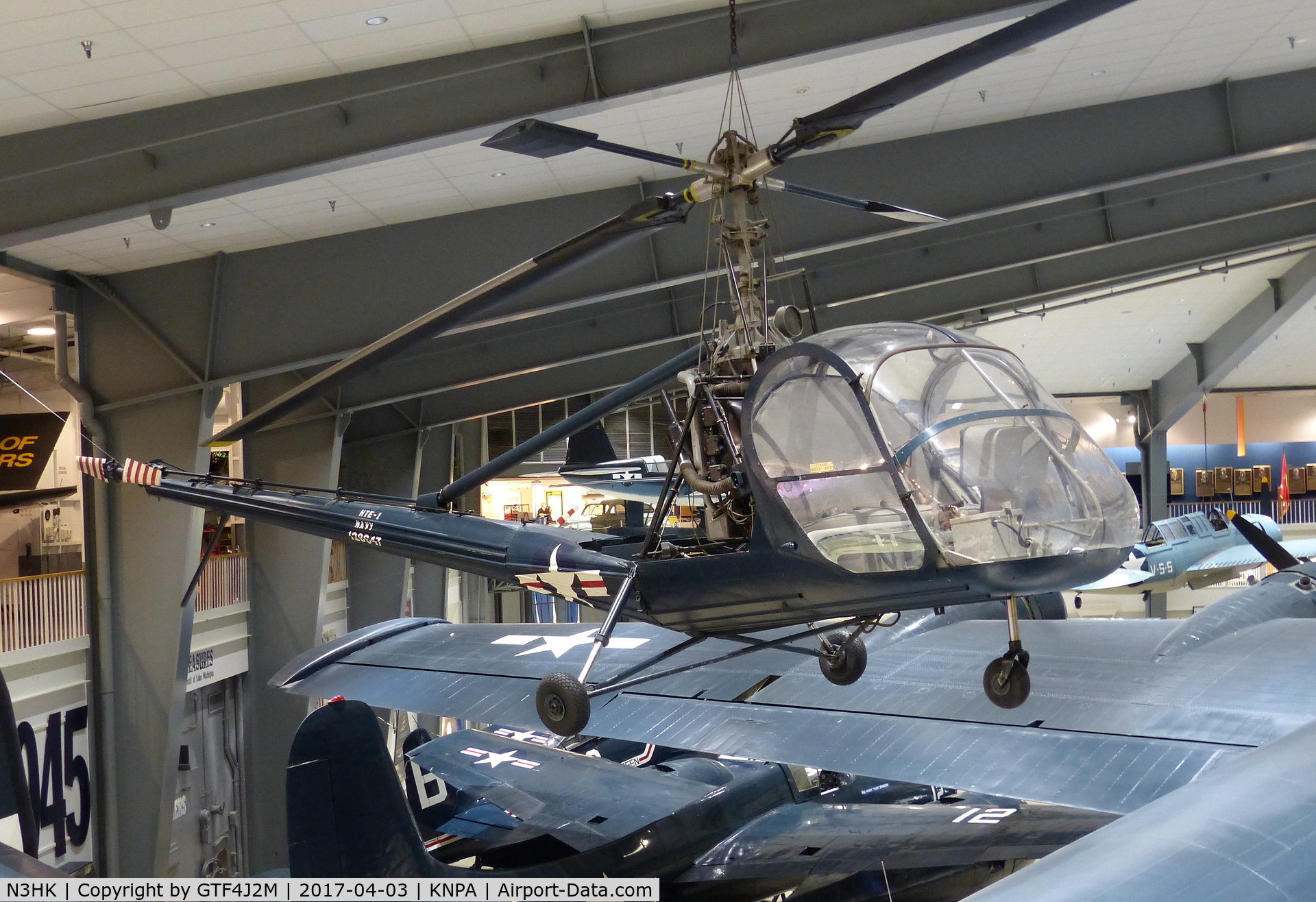 N3HK, 1951 Hiller UH-12A C/N 198, N3HK  at NMNA Pensacola 3.4.17  as '128647'  USN c/s