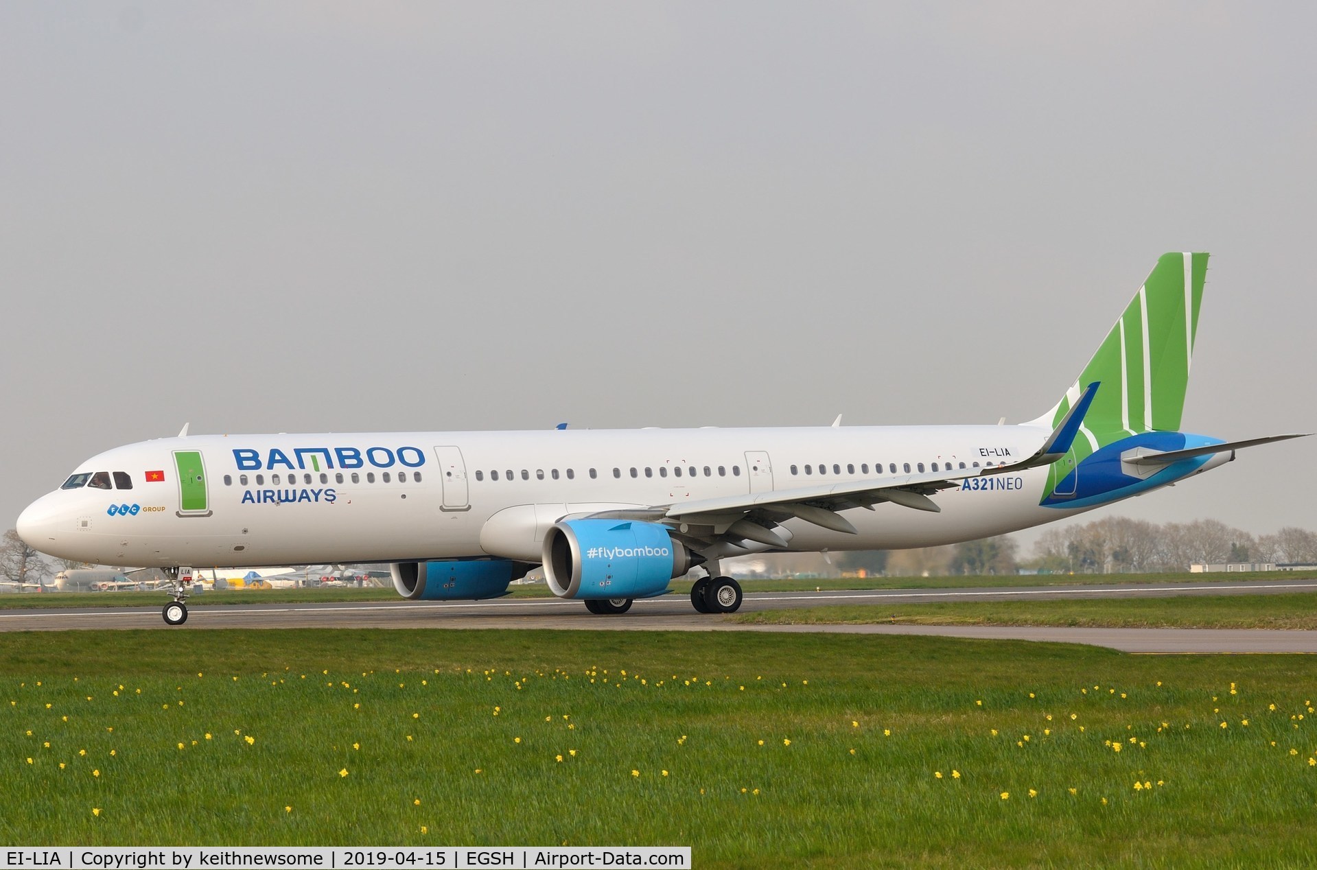 EI-LIA, 2018 Airbus A321-251N C/N 8260, Bamboo Airways leaving Norwich for Newquay.