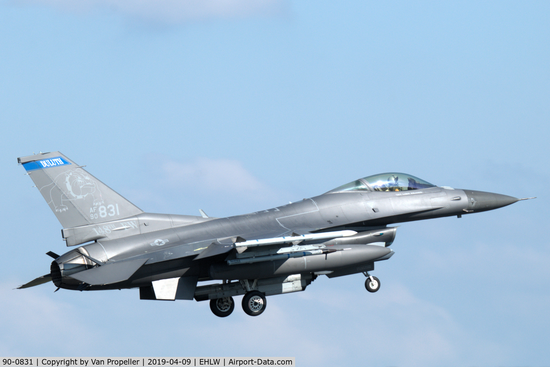 90-0831, 1990 General Dynamics F-16C Fighting Falcon C/N CC-31, Minnesota ANG F-16C landing at Leeuwarden air base, the Netherlands, Frisian Flag 2019