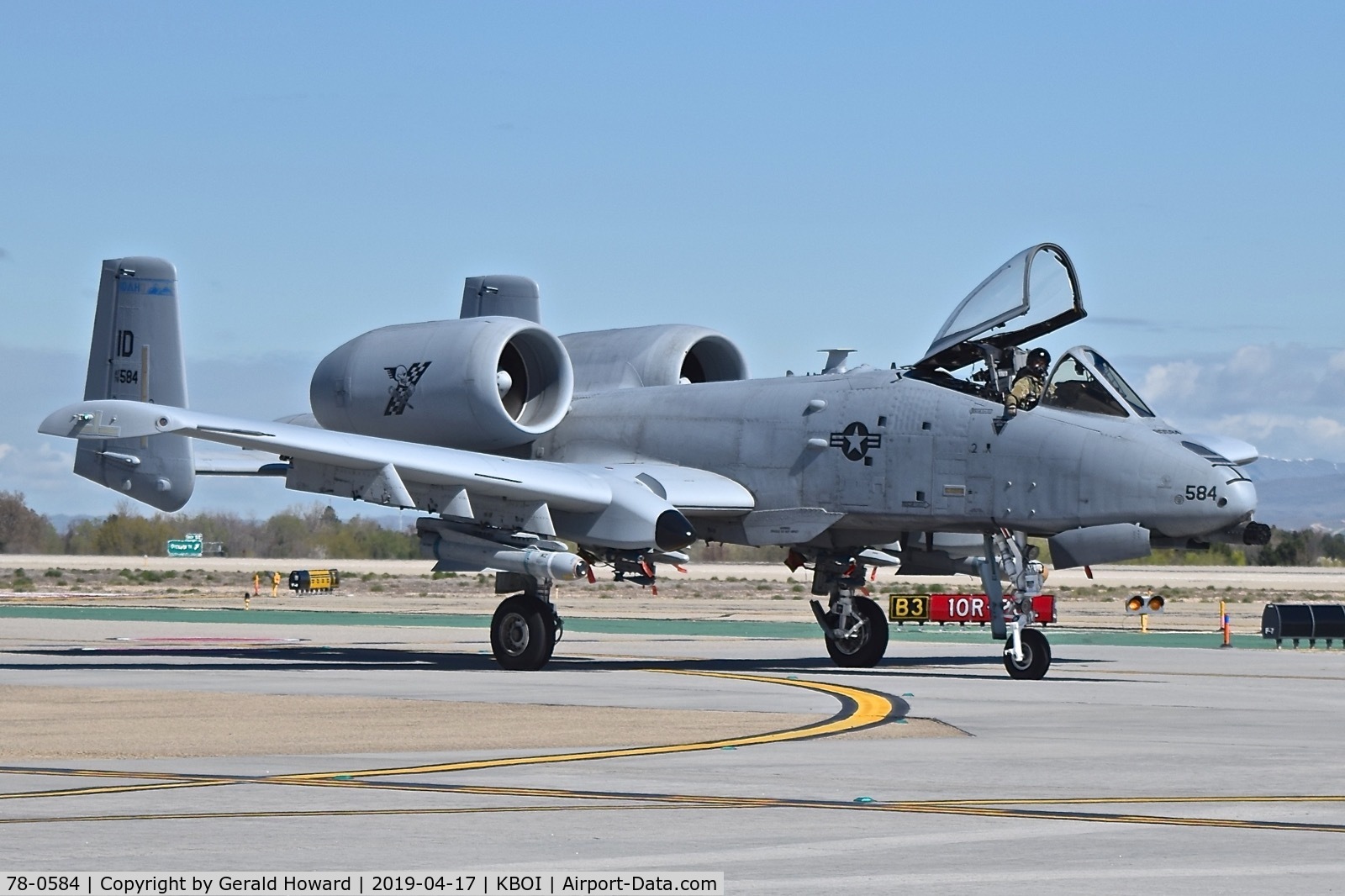 78-0584, 1978 Fairchild Republic A-10C Thunderbolt II C/N A10-0204, Taxiing on Bravo.  190th Fighter Sq., 124th Fighter Wing, Idaho ANG.