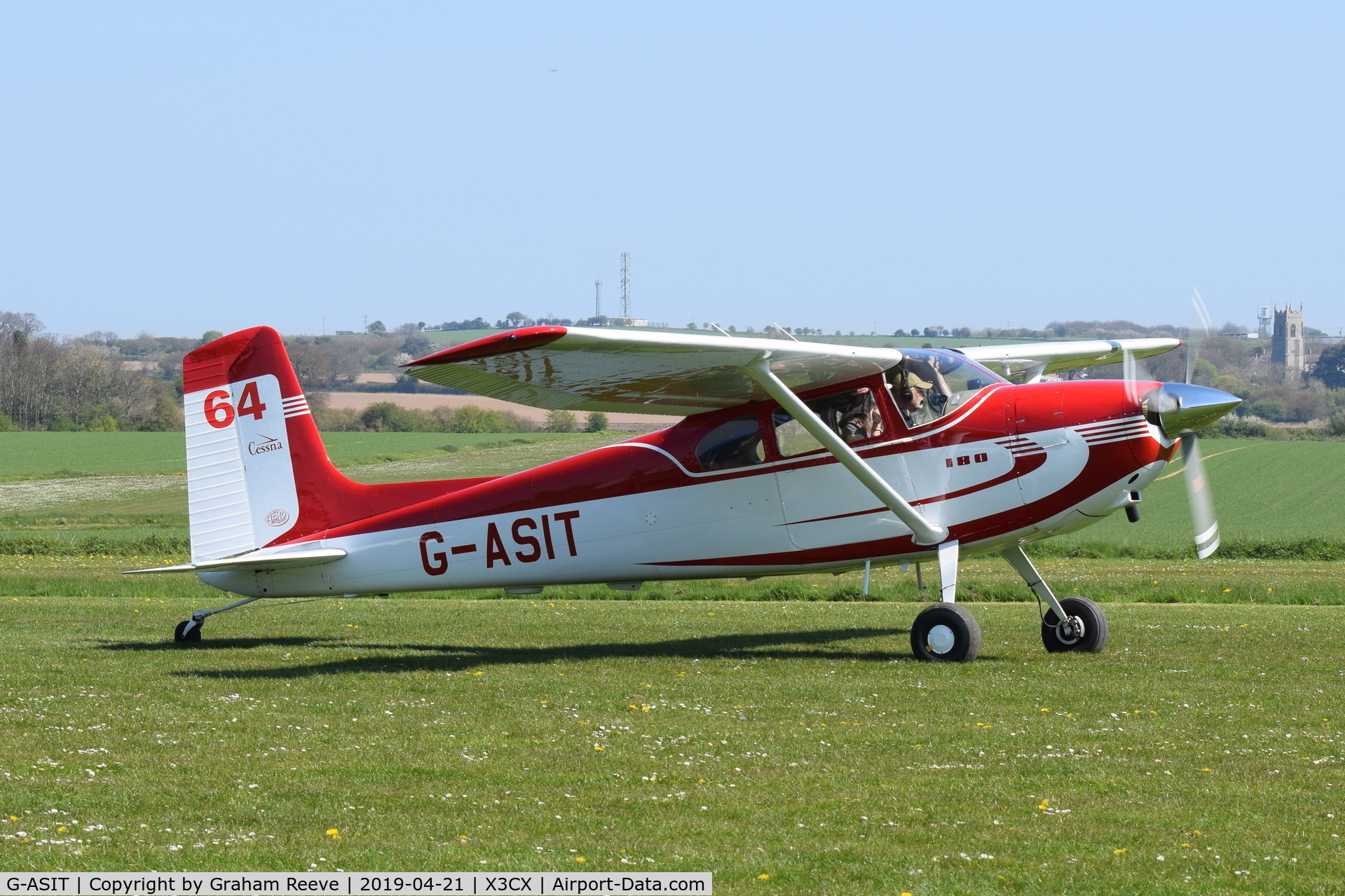 G-ASIT, 1956 Cessna 180 C/N 32567, Just landed at Northrepps.