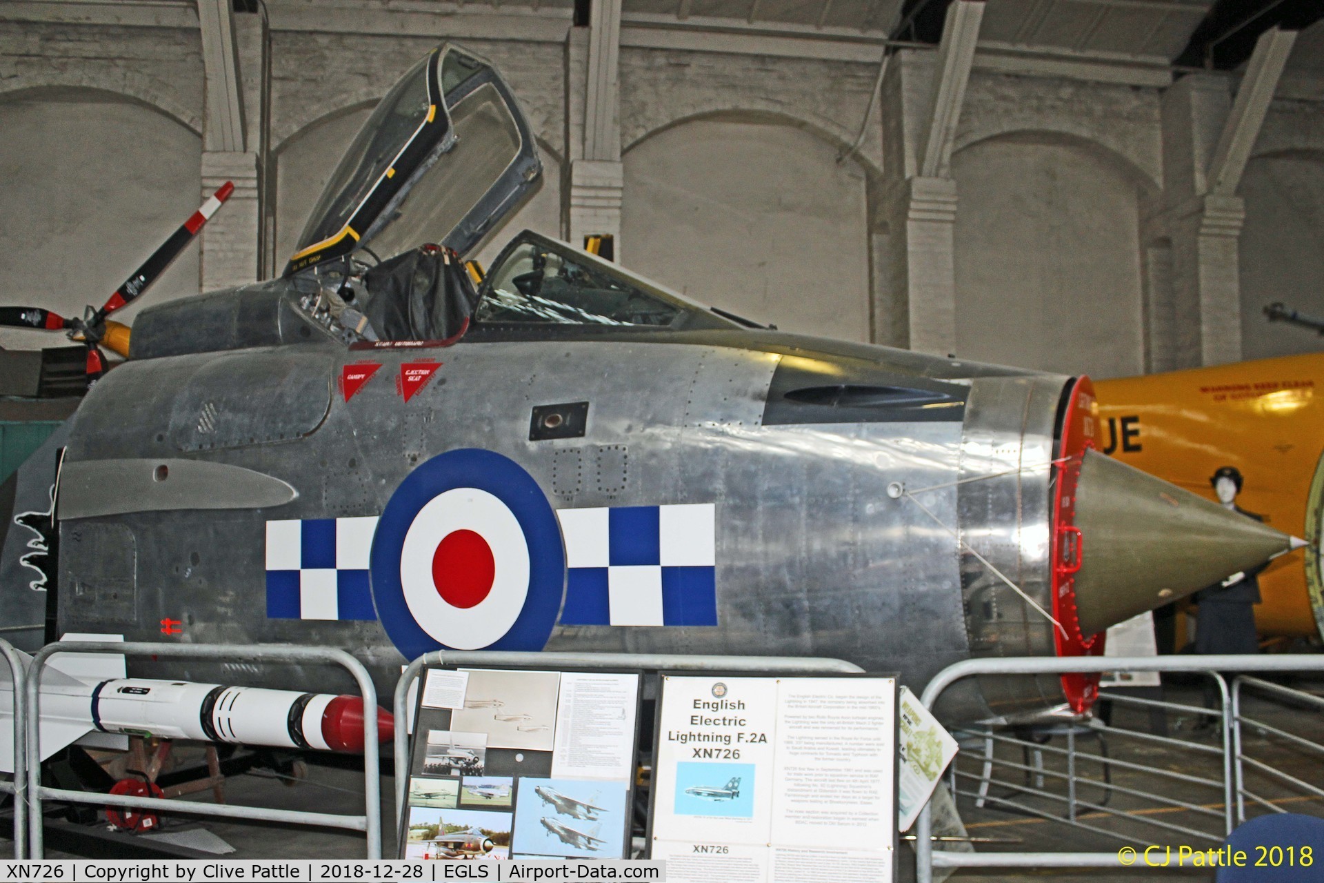 XN726, 1961 English Electric Lightning F.2A C/N 95098, Cockpit - on display at the Boscombe Down Aviation Collection (BDAC) at Old Sarum Airfield , EGLS.
