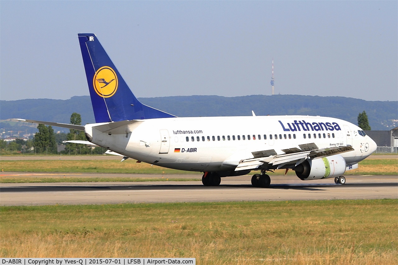 D-ABIR, 1991 Boeing 737-530 C/N 24941, Boeing 737-530, Reverse thrust landing rwy 15, Bâle-Mulhouse-Fribourg airport (LFSB-BSL)