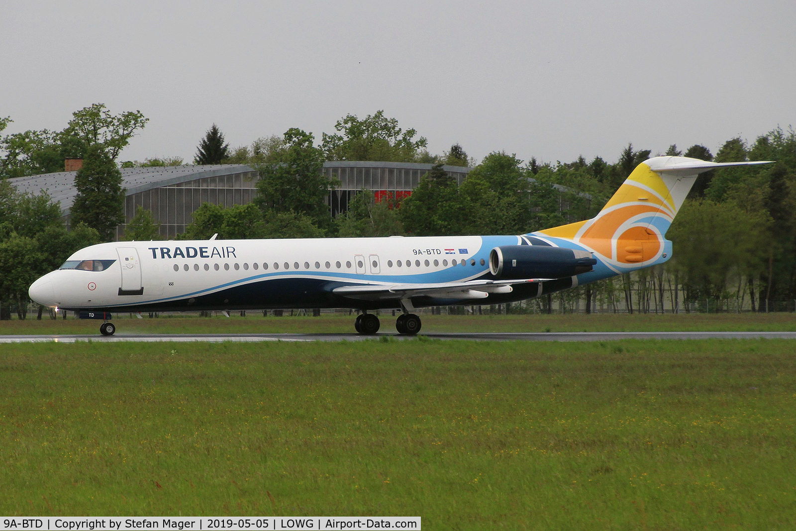 9A-BTD, 1992 Fokker 100 (F-28-0100) C/N 11407, Trade Air Fokker 100 @GRZ (charter to PMO)