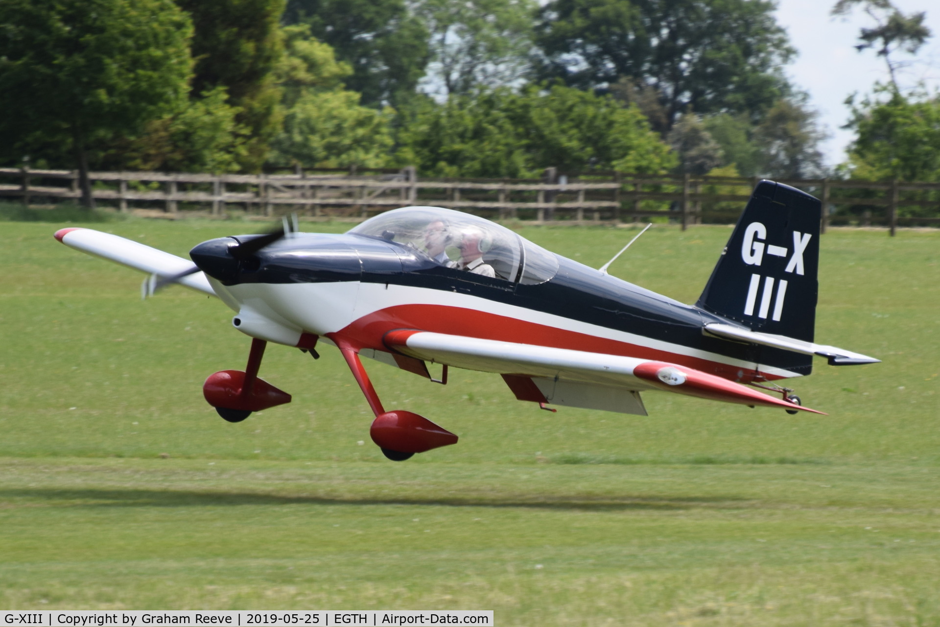G-XIII, 2005 Vans RV-7 C/N PFA 323-14165, Departing from Old Warden.
