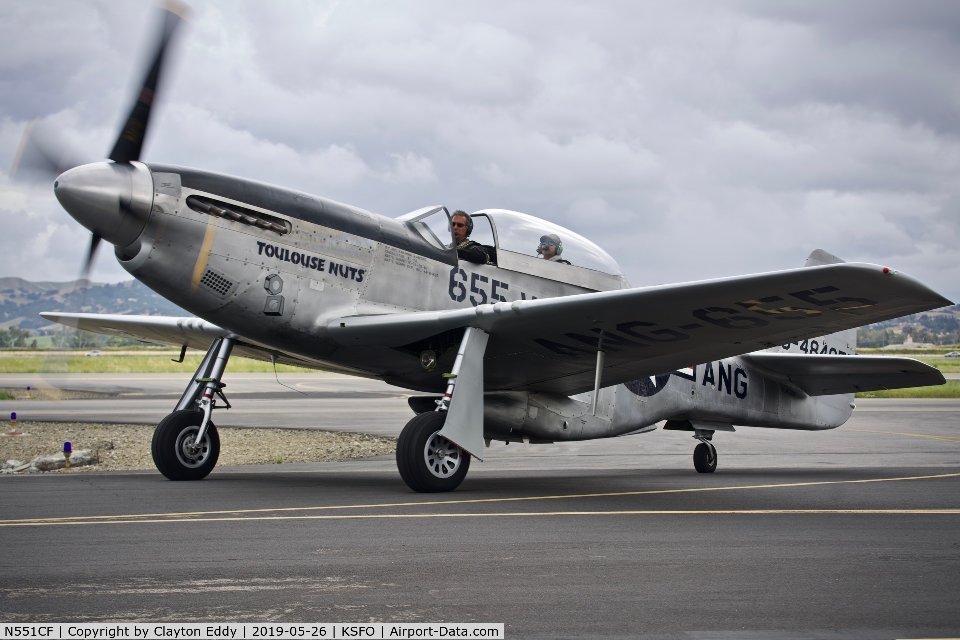 N551CF, 1944 North American TF-51D Mustang C/N 122-44511, Livermore Airport California 2019.