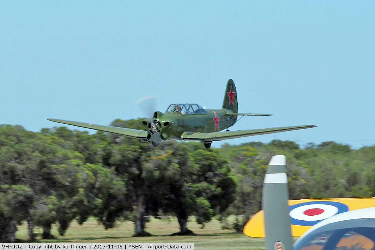 VH-OOZ, 1954 Yakovlev Yak-18 C/N 1332013, Yakolev Yak 18, VH-OOZ. Nov 2017 Serpentine airfield.