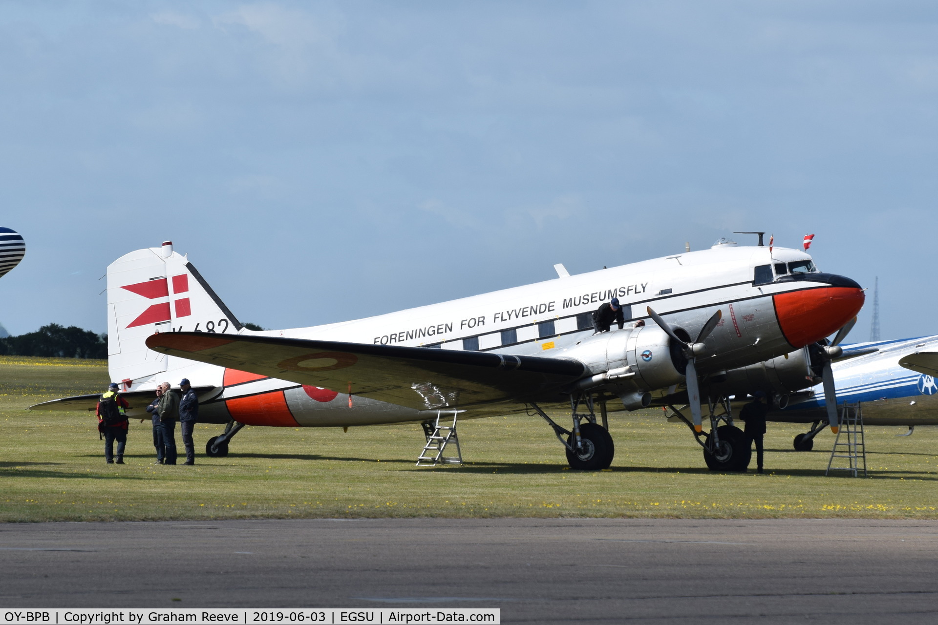 OY-BPB, 1943 Douglas C-47A-85-DL (DC-3A) Skytrain C/N 20019, Parked at Duxford.