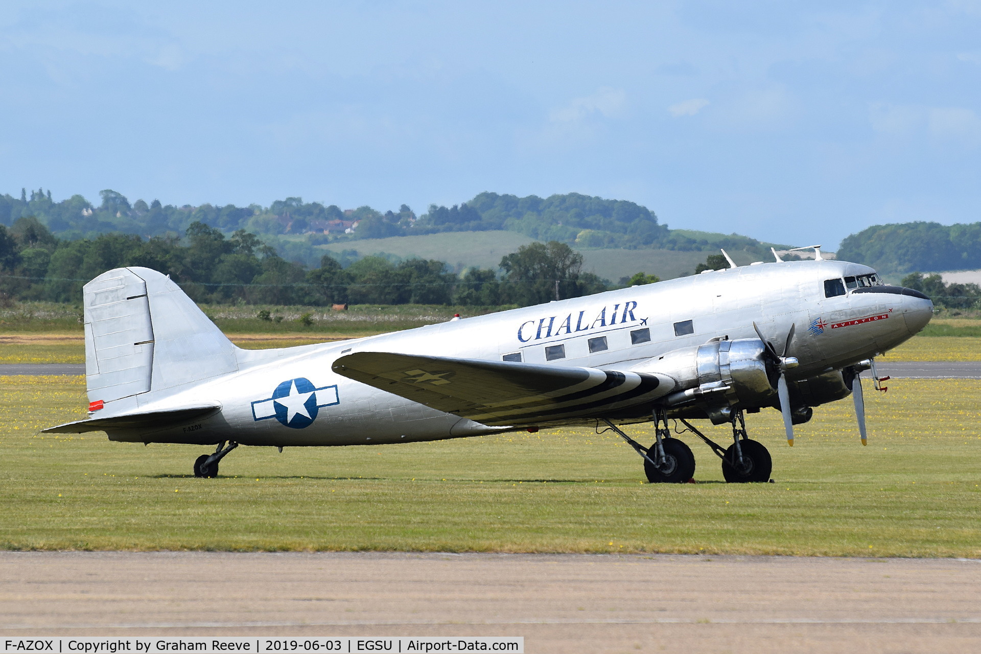 F-AZOX, 1945 Douglas DC-3C-S1C3G (C-47B-35-DK) C/N 16604, Parked at Duxford.