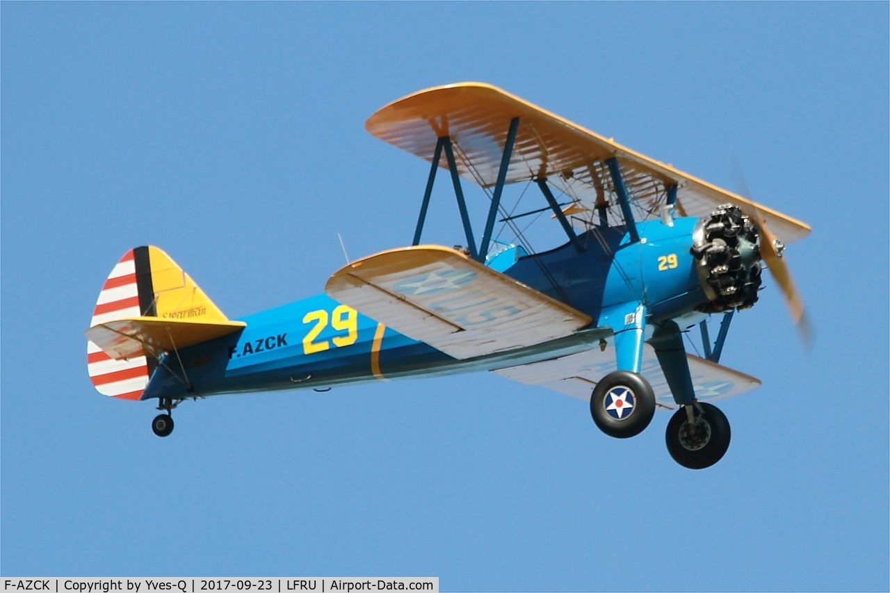 F-AZCK, 1941 Boeing A75N1 (PT-17) C/N 75-1653, Boeing A75N1, On display, Morlaix-Ploujean airport (LFRU-MXN) air show 2017