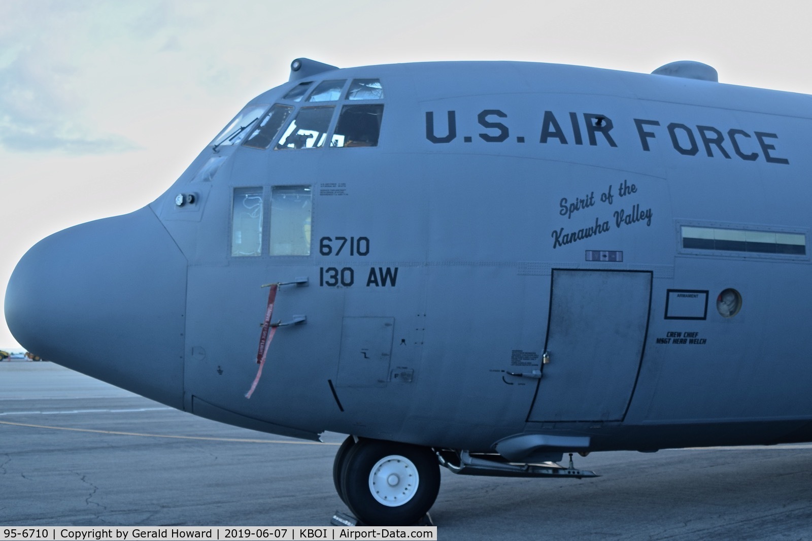95-6710, 1995 Lockheed C-130H Hercules C/N 382-5418, Parked on west deice pad. 130th Airlift Wing, WV ANG.
