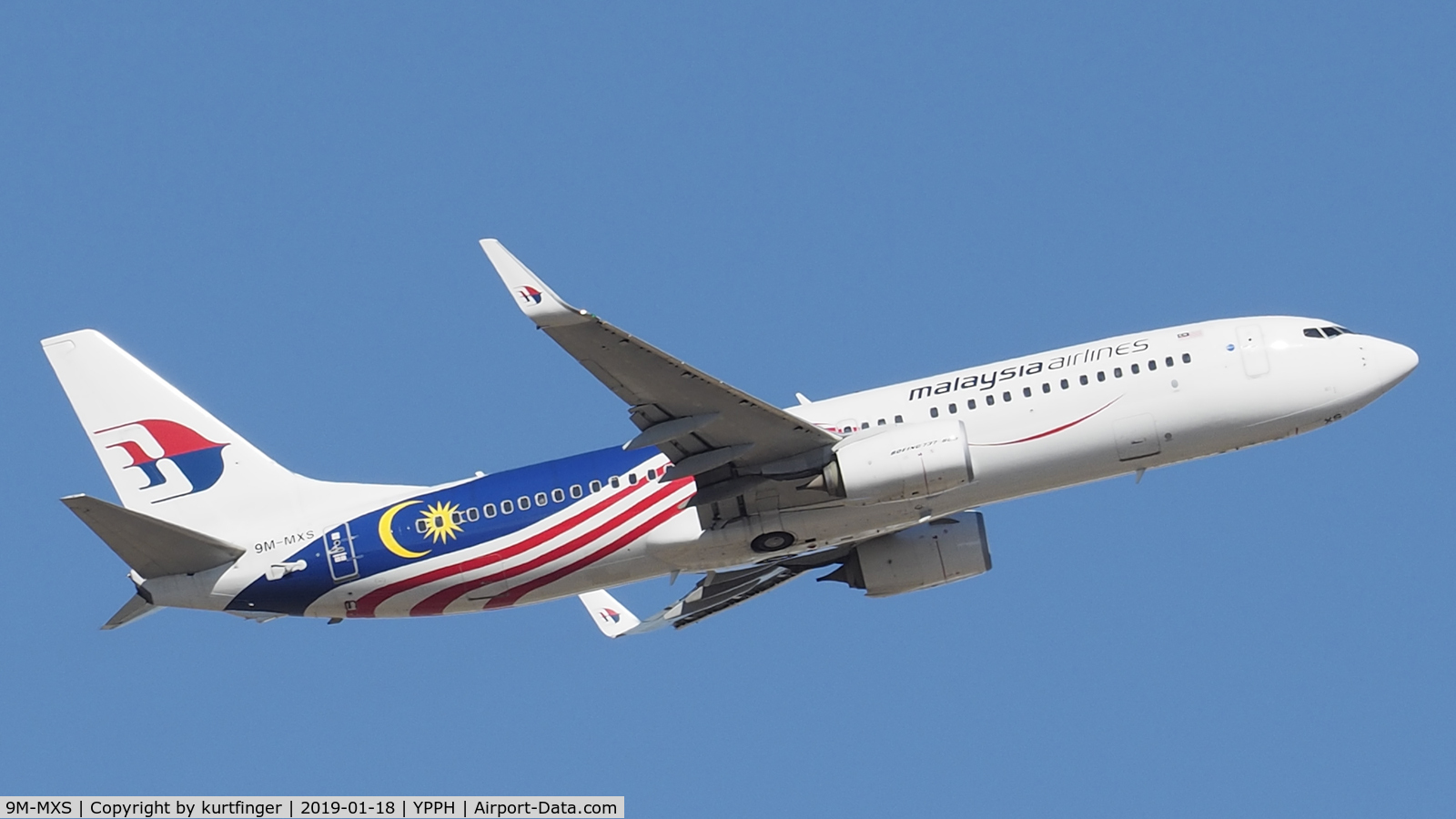 9M-MXS, 2014 Boeing 737-8H6 C/N 40156, Boeing 737-8H6. Malaysian Airlines 9M-MXS, departed runway 21 YPPH 18/01/19.