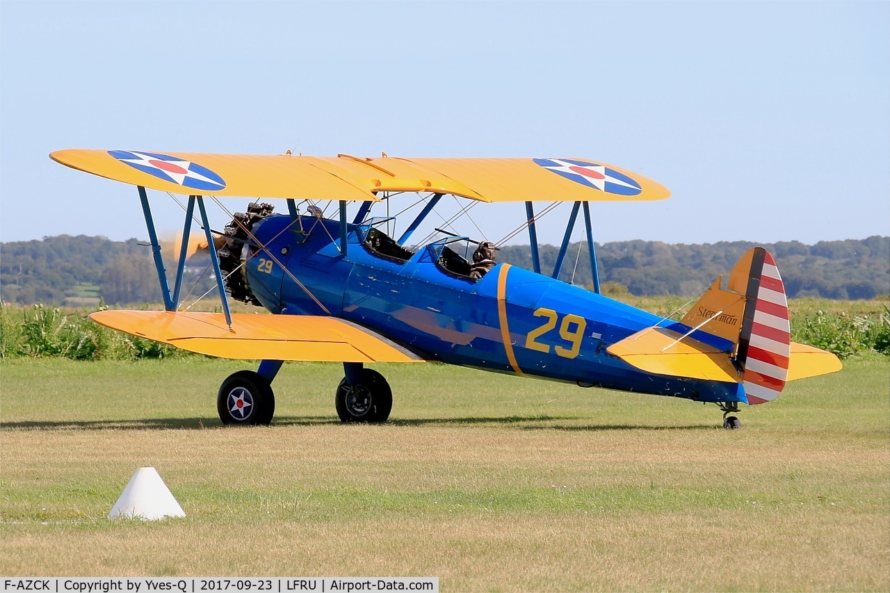 F-AZCK, 1941 Boeing A75N1 (PT-17) C/N 75-1653, Boeing A75N1, Taxiing, Morlaix-Ploujean airport (LFRU-MXN) air show 2017