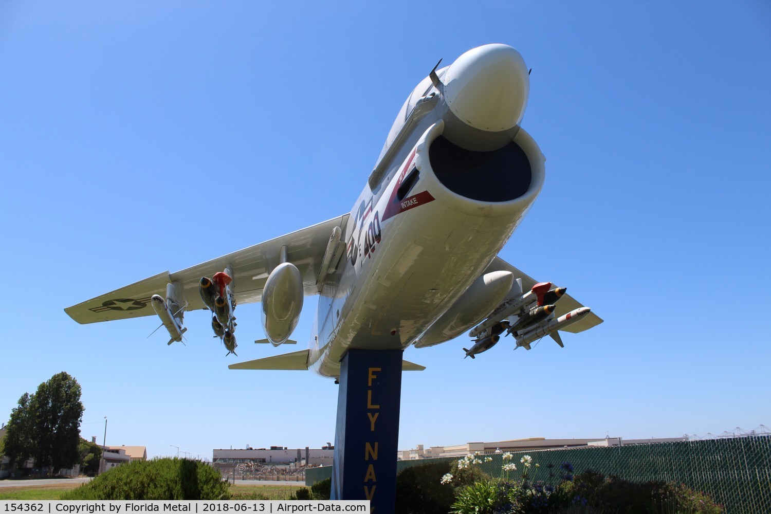 154362, LTV A-7B Corsair II C/N B-002, A-7B gate guard Oakland CA