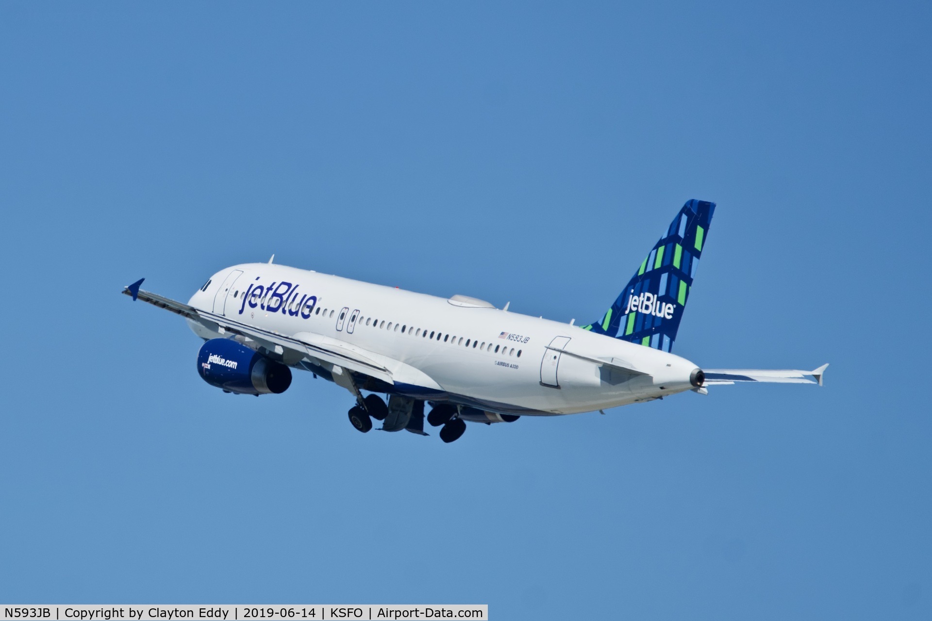 N593JB, 2004 Airbus A320-232 C/N 2280, SFO 2019.