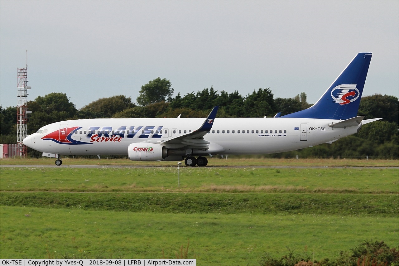 OK-TSE, 2014 Boeing 737-81D C/N 39437, Boeing 737-81D, Take off run rwy 25L, Brest-Bretagne airport (LFRB-BES)