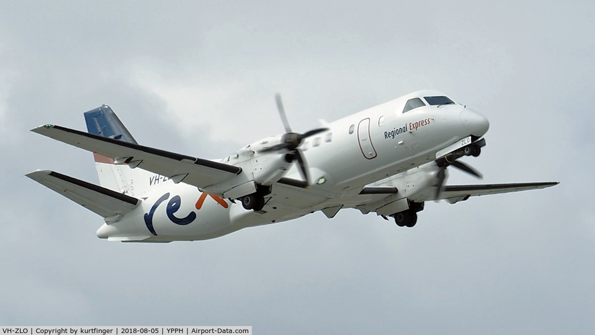 VH-ZLO, Saab 340B C/N 340B-382, SAAB340B. Rex Regional Express VH-ZLO departed runway 21 05/08/18.