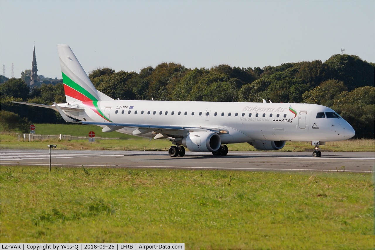 LZ-VAR, 2012 Embraer 190AR (ERJ-190-100IGW) C/N 19000496, Embraer 190AR, Ready to take off rwy 07R, Brest-Guipavas Airport (LFRB-BES)