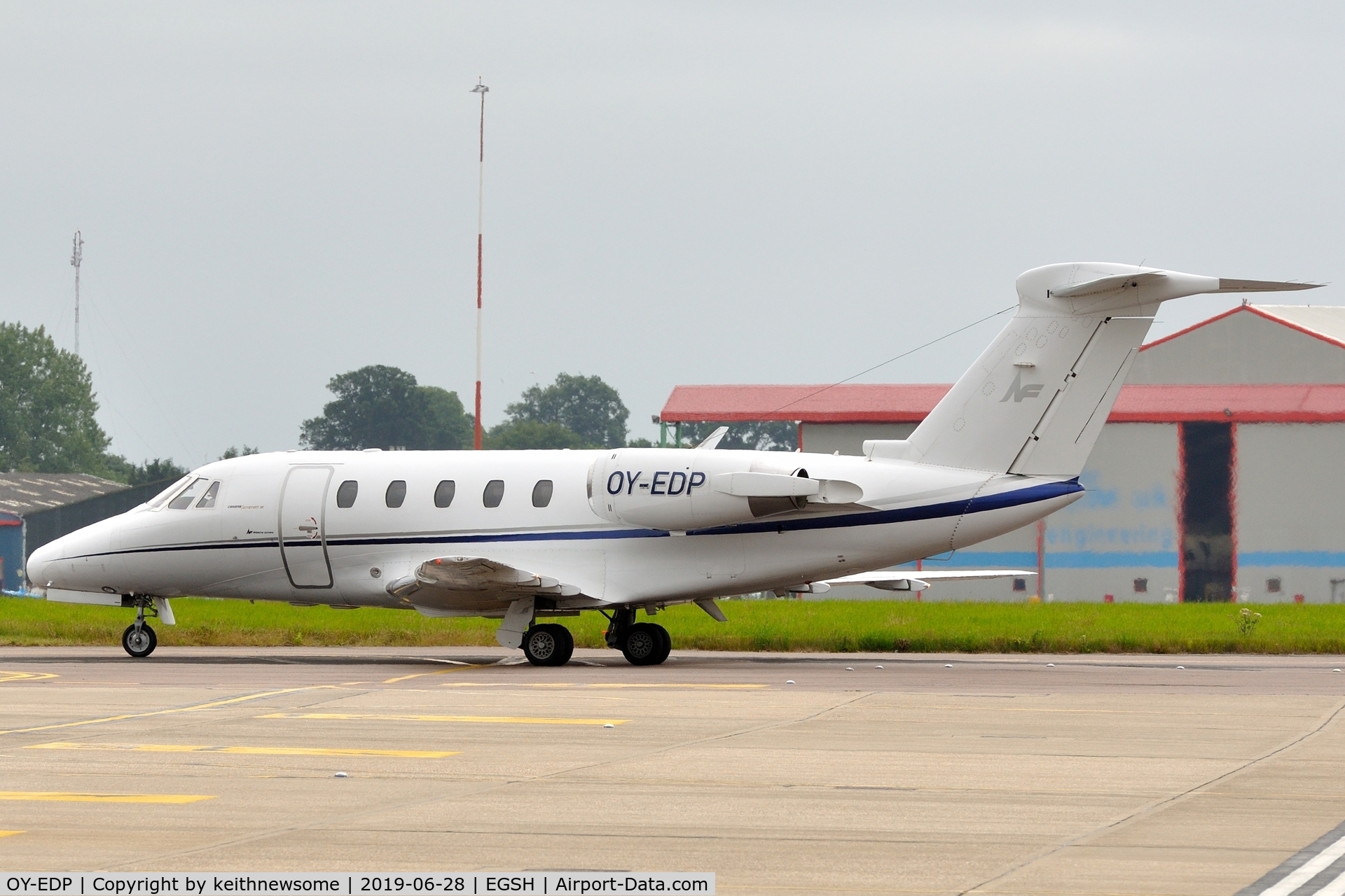 OY-EDP, 1984 Cessna 650 Citation III C/N 650-0014, Leaving Norwich for Aalborg, Denmark.