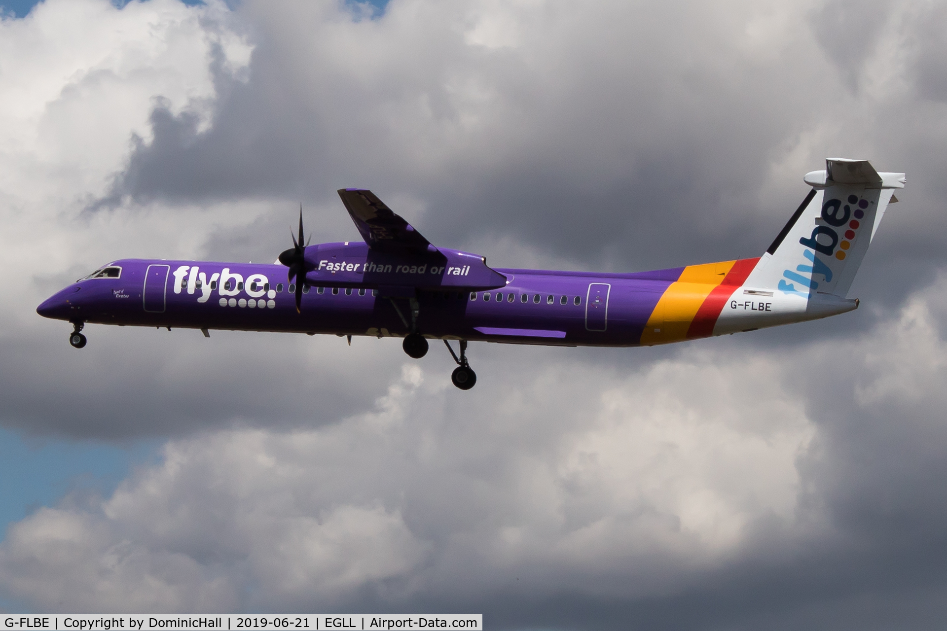 G-FLBE, 2009 De Havilland Canada DHC-8-402Q Dash 8 C/N 4261, Landing RWY 27L