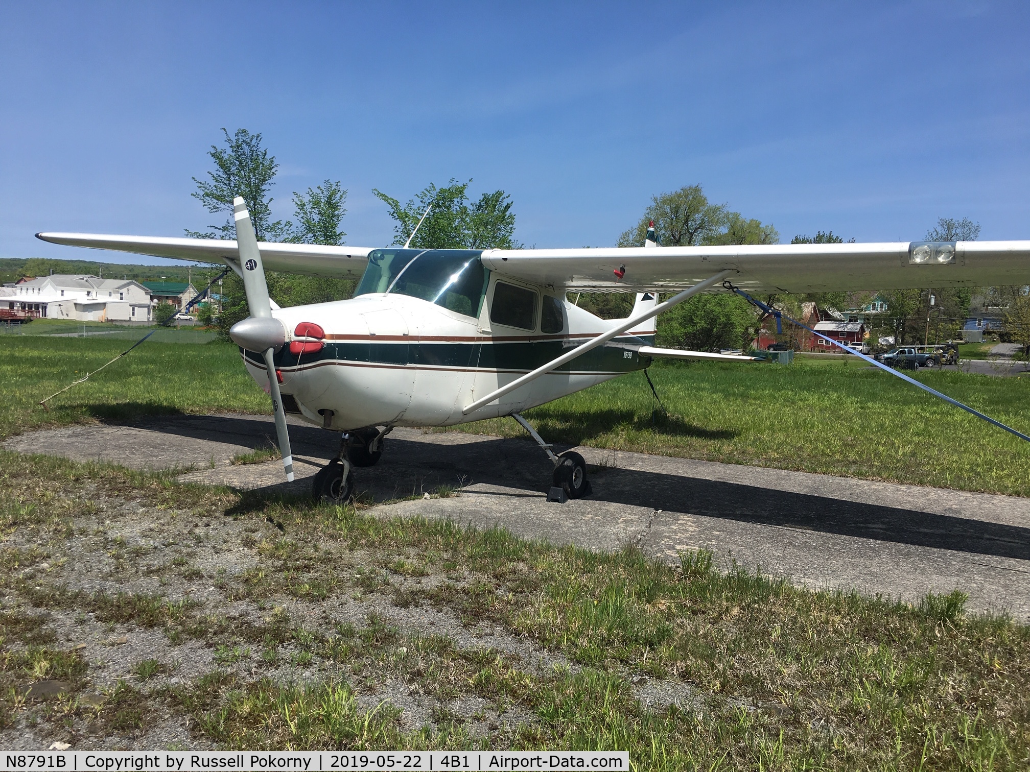 N8791B, 1957 Cessna 172 C/N 36491, Tied down at 4B1, Duanesburg, NY, Spring 2019