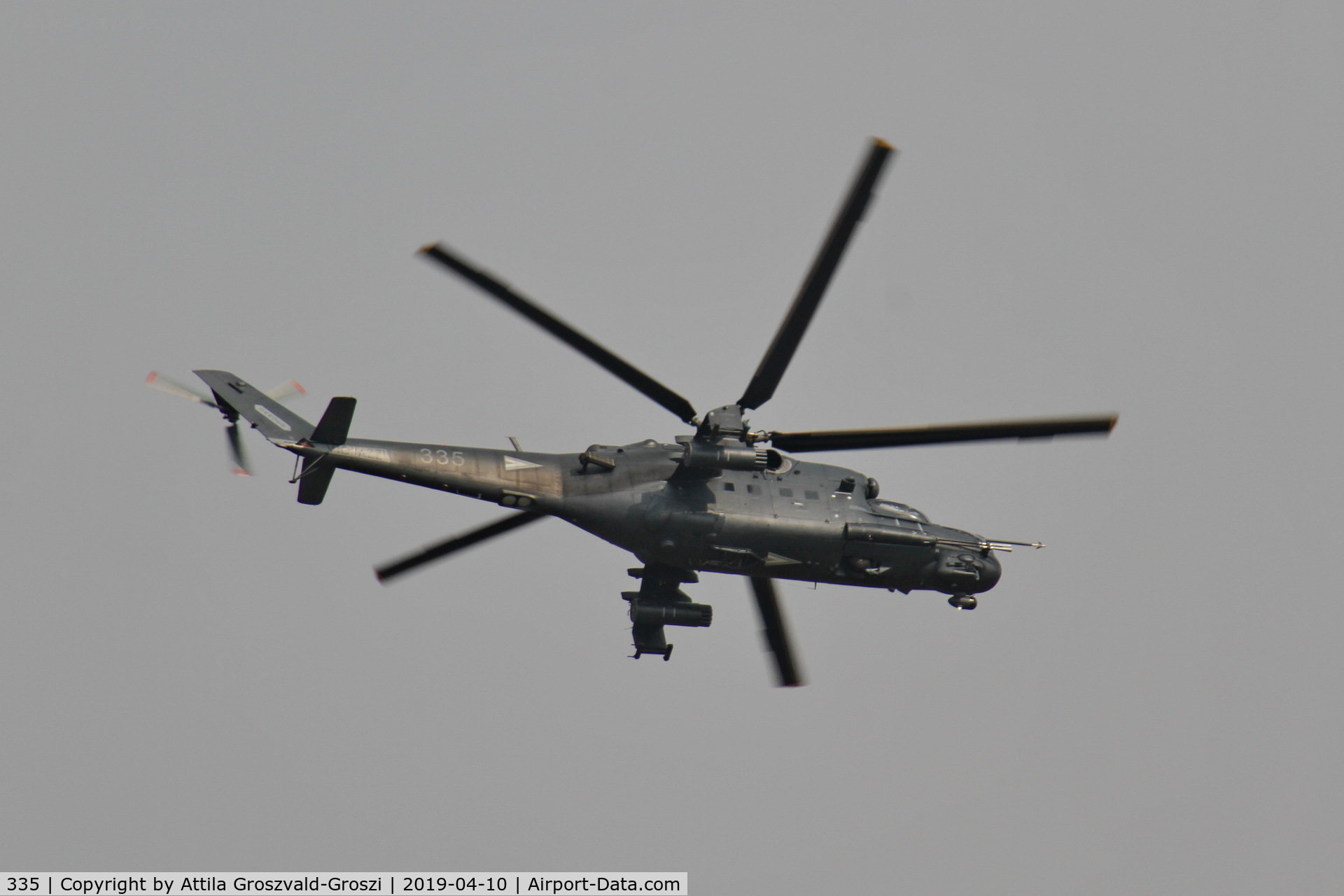 335, 1989 Mil Mi-24P Hind F C/N 340335, Jutas-Ujmajor. The Hungarian airforce is his practising base