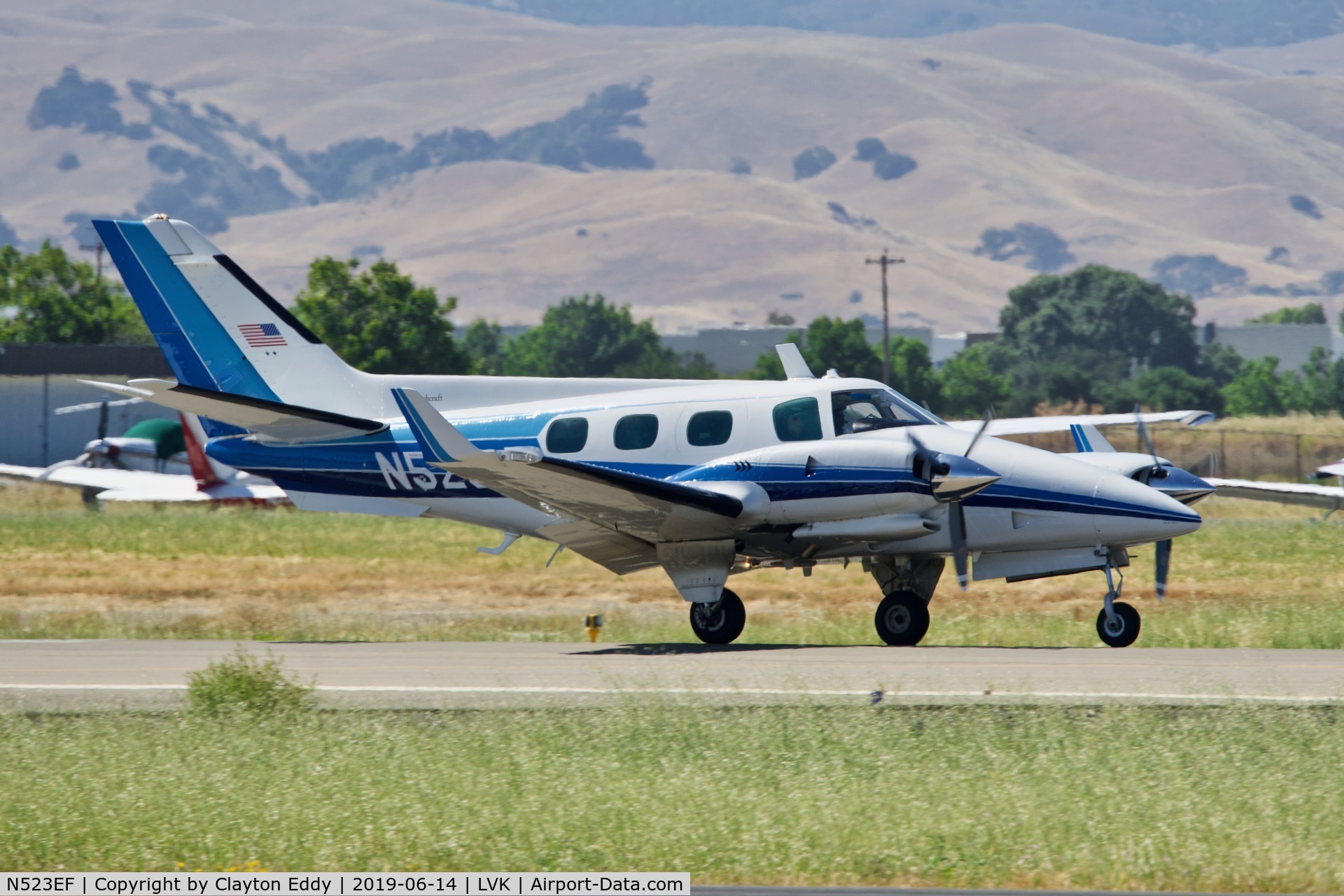 N523EF, 1979 Beech B-60 Duke C/N P-523, Livermore Airport California 2019.
