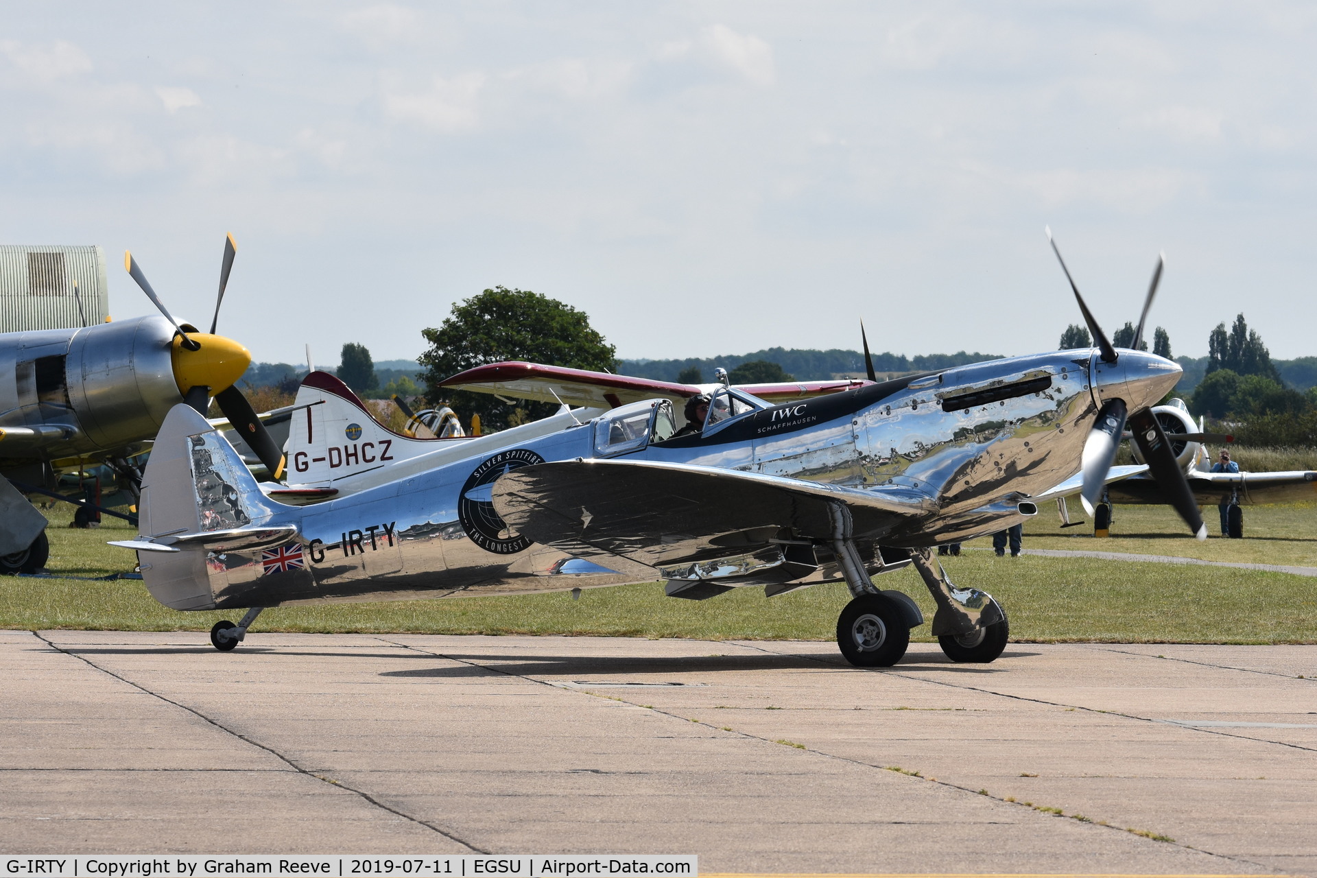 G-IRTY, 1943 Supermarine 361 Spitfire LF.IXc C/N CBAF.IX.970, Departing from Duxford.