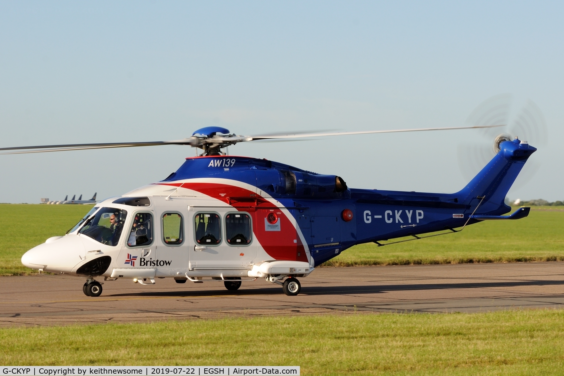 G-CKYP, 2013 AgustaWestland AW-139 C/N 41339, Leaving Norwich for offshore.