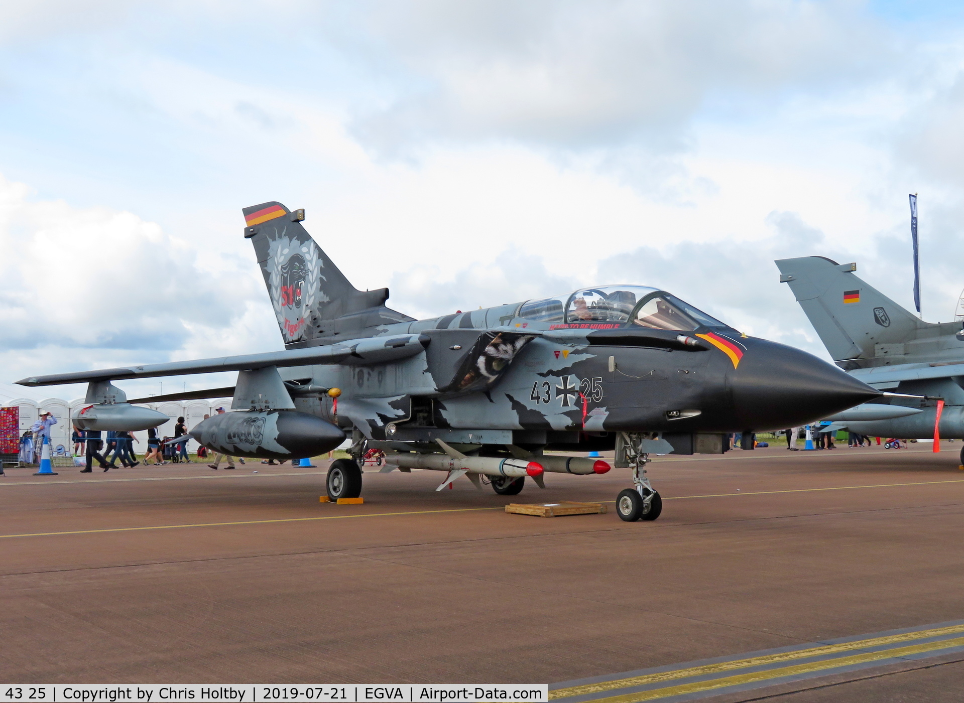 43 25, Panavia Tornado IDS C/N 062/GS008/4025, Static display (note double-sided tail livery) at RIAT 2019 RAF Fairford