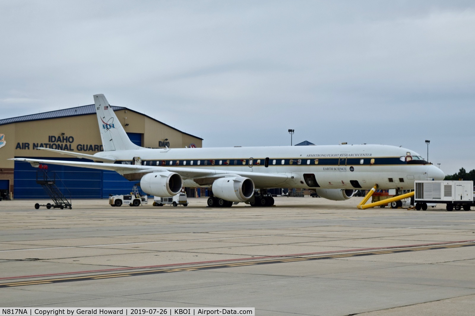 N817NA, 1969 Douglas DC-8-72 C/N 46082, At BOI for a few days to study smoke from the current fires in Idaho.