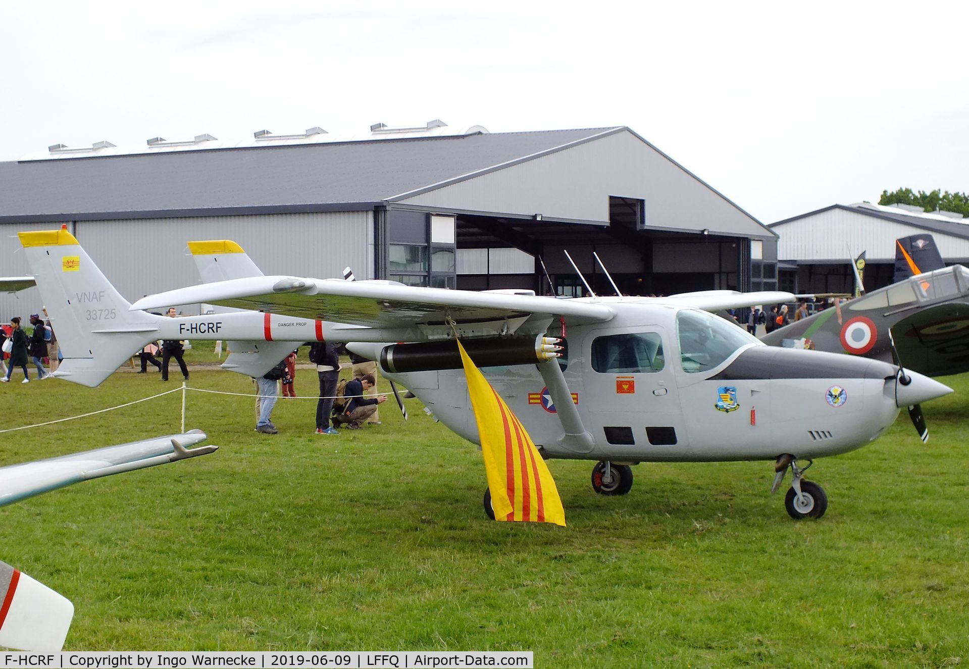 F-HCRF, Reims F337G Super Skymaster C/N 0025, Cessna (Reims) F337G Super Skymaster, displayed as O-2 of the SVAF, at the meeting aerien 2019, La-Ferte-Alais
