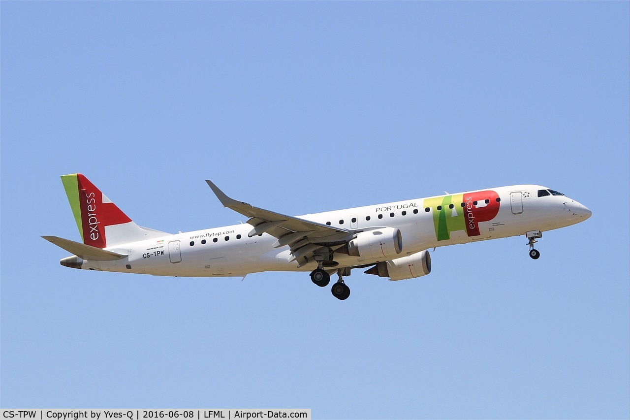 CS-TPW, 2012 Embraer 190LR (ERJ-190-100LR) C/N 19000550, Embraer ERJ-190LR, Short approach rwy 31R, Marseille-Provence Airport (LFML-MRS)