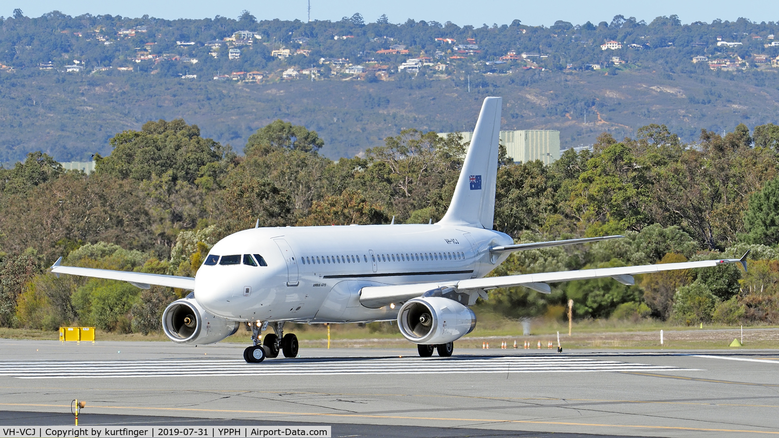 VH-VCJ, 2011 Airbus A319-132 C/N 1880, Airbus A319-132. Skytraders VH-VCJ moving up onto runway 03  YPPH 310719