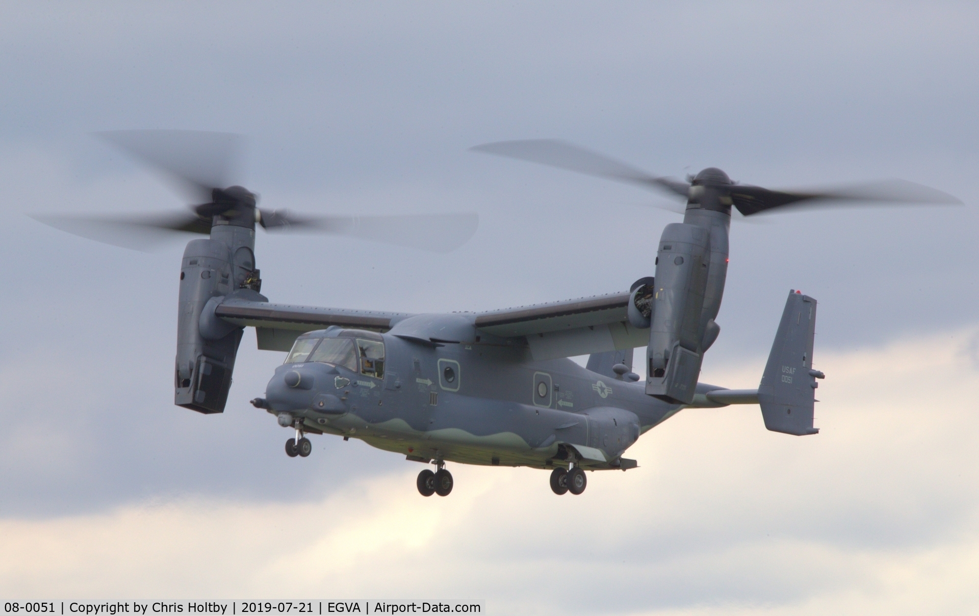 08-0051, Bell-Boeing CV-22B Osprey C/N D1042, Osprey switching to hover from forward flight over the crowdline at RIAT 2019 RAF Fairford