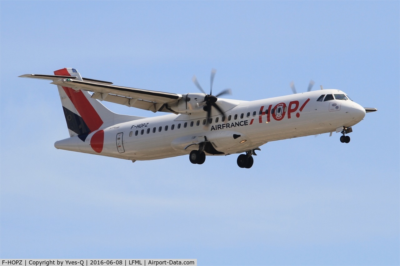 F-HOPZ, 2015 ATR 72-212A C/N 1265, ATR 72-600, Short approach Rwy 32R, Marseille-Provence Airport (LFML-MRS)