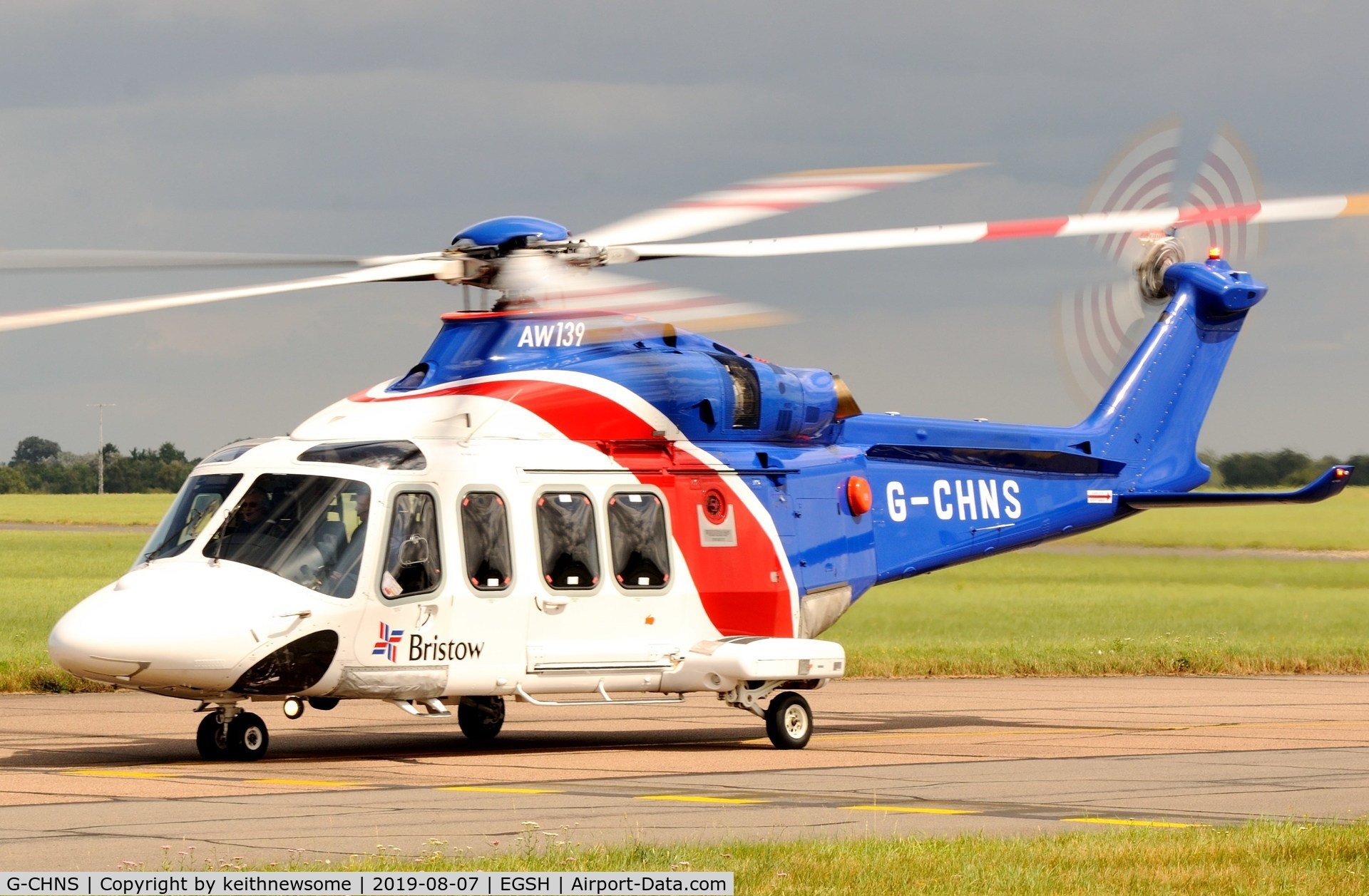 G-CHNS, 2012 AgustaWestland AW-139 C/N 31465, Leaving Norwich for offshore.