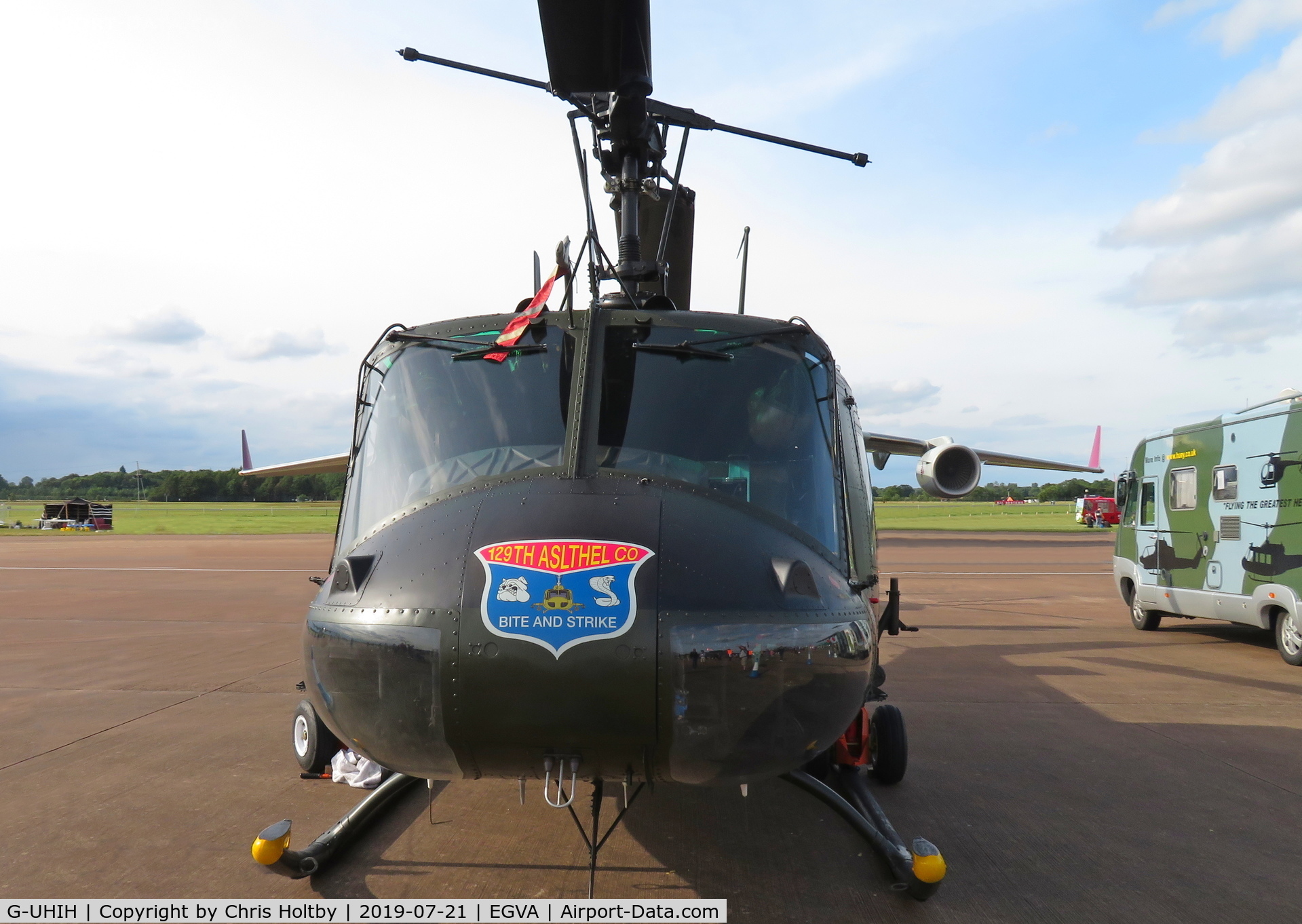 G-UHIH, 1972 Bell UH-1H Iroquois C/N 13208, Nose on shot of 'Huey 509' on show at RIAT 2019 RAF Fairford