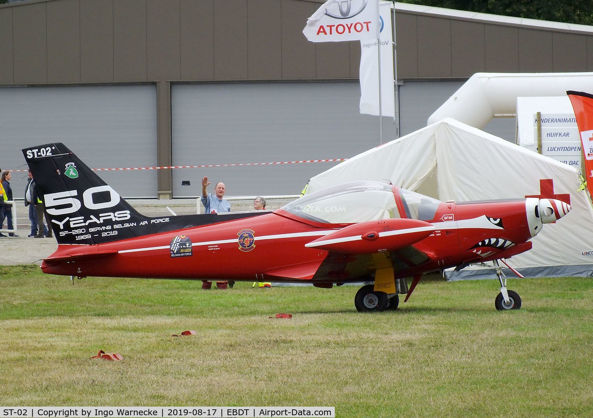 ST-02, SIAI-Marchetti SF-260M C/N 10-02, SIAI-Marchetti SF.260M of the 'Diables Rouges / Red Devils' Belgian Air Force Aerobatic Team at the 2019 Fly-in at Diest/Schaffen airfield