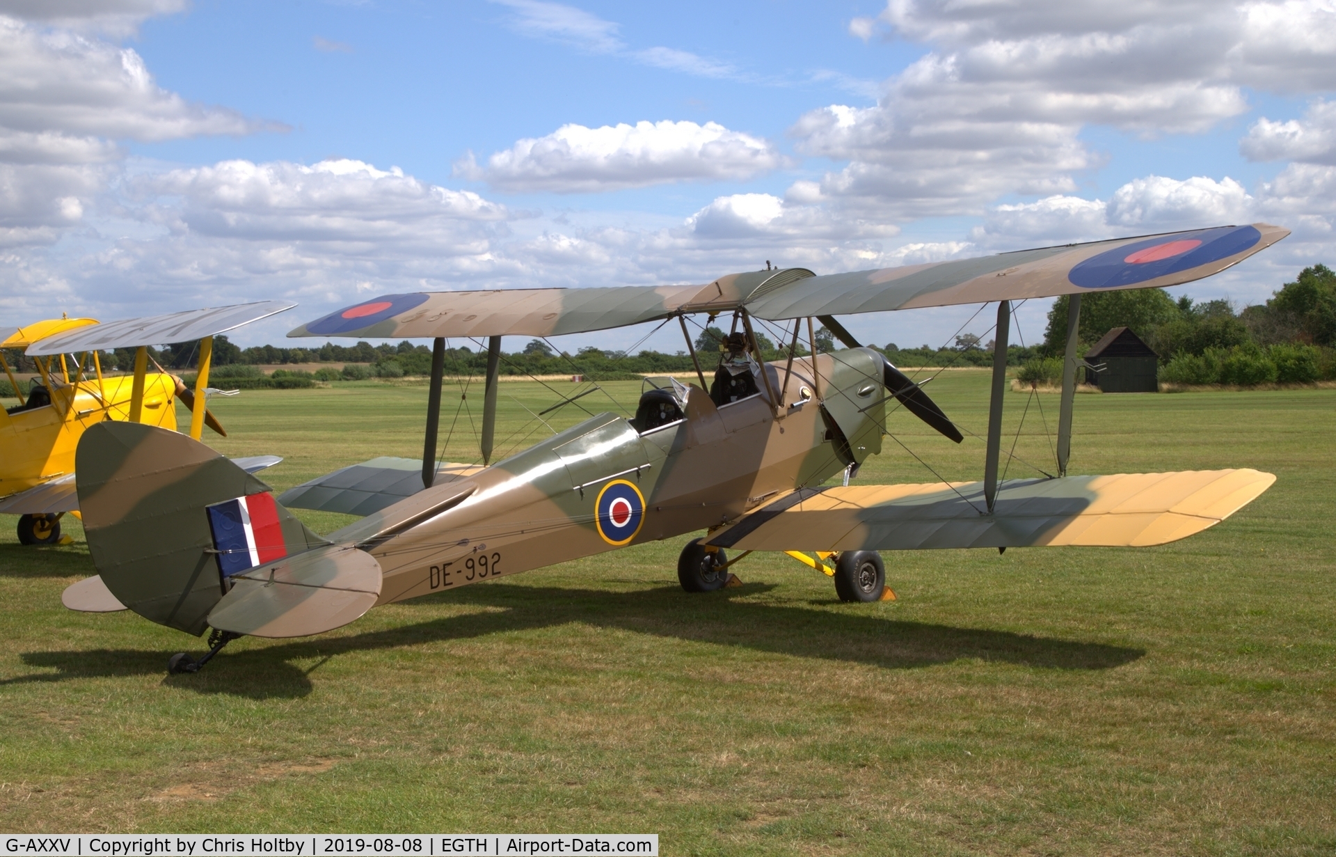 G-AXXV, 1944 De Havilland DH-82A Tiger Moth II C/N 85852, 1944 Tiger Moth on show in RAF livery at the 'Gathering of Moths' 2019 at Old Warden
