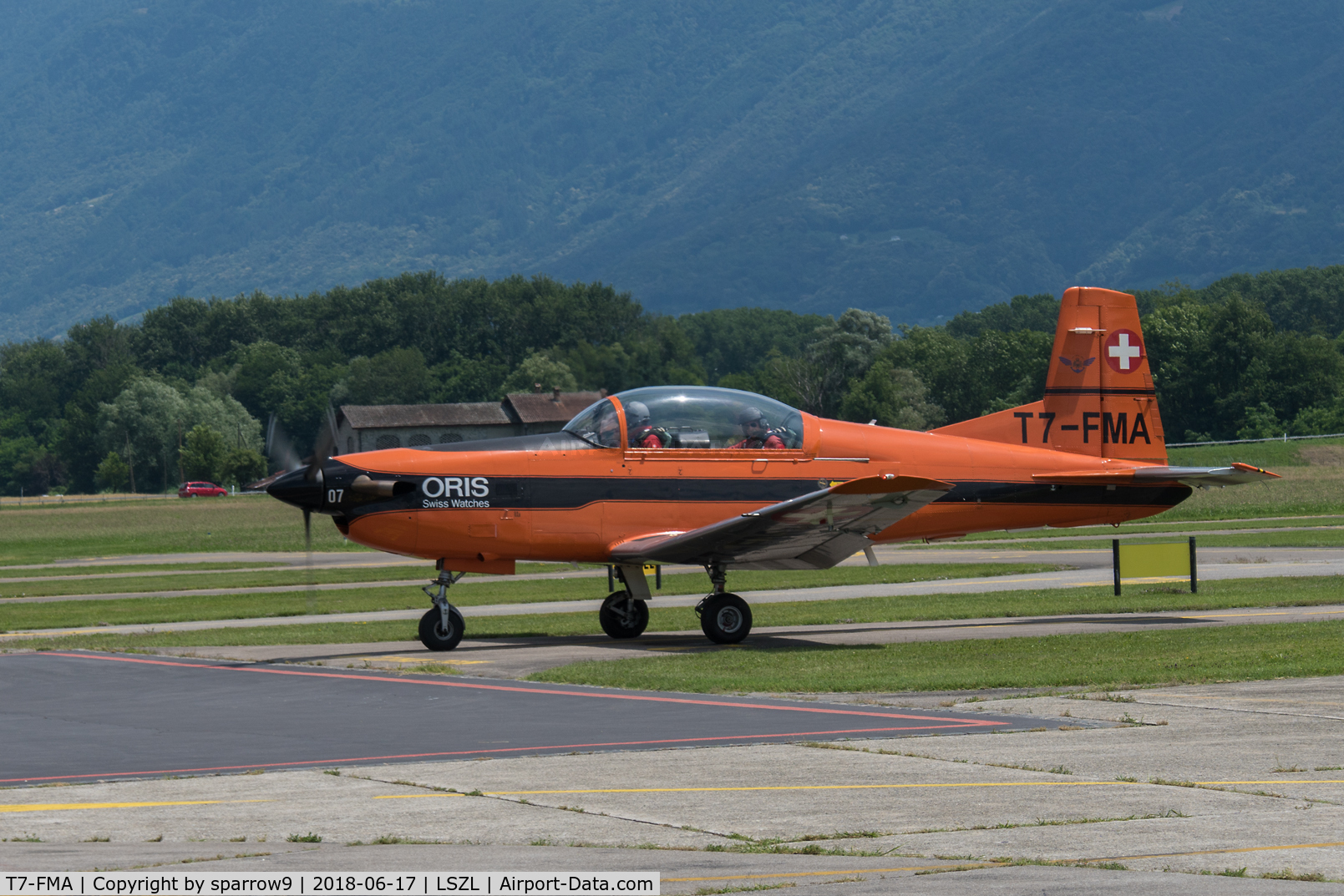 T7-FMA, 1982 Pilatus PC-7 Turbo-Trainer C/N 315, At Locarno-Magadino, civil side.
