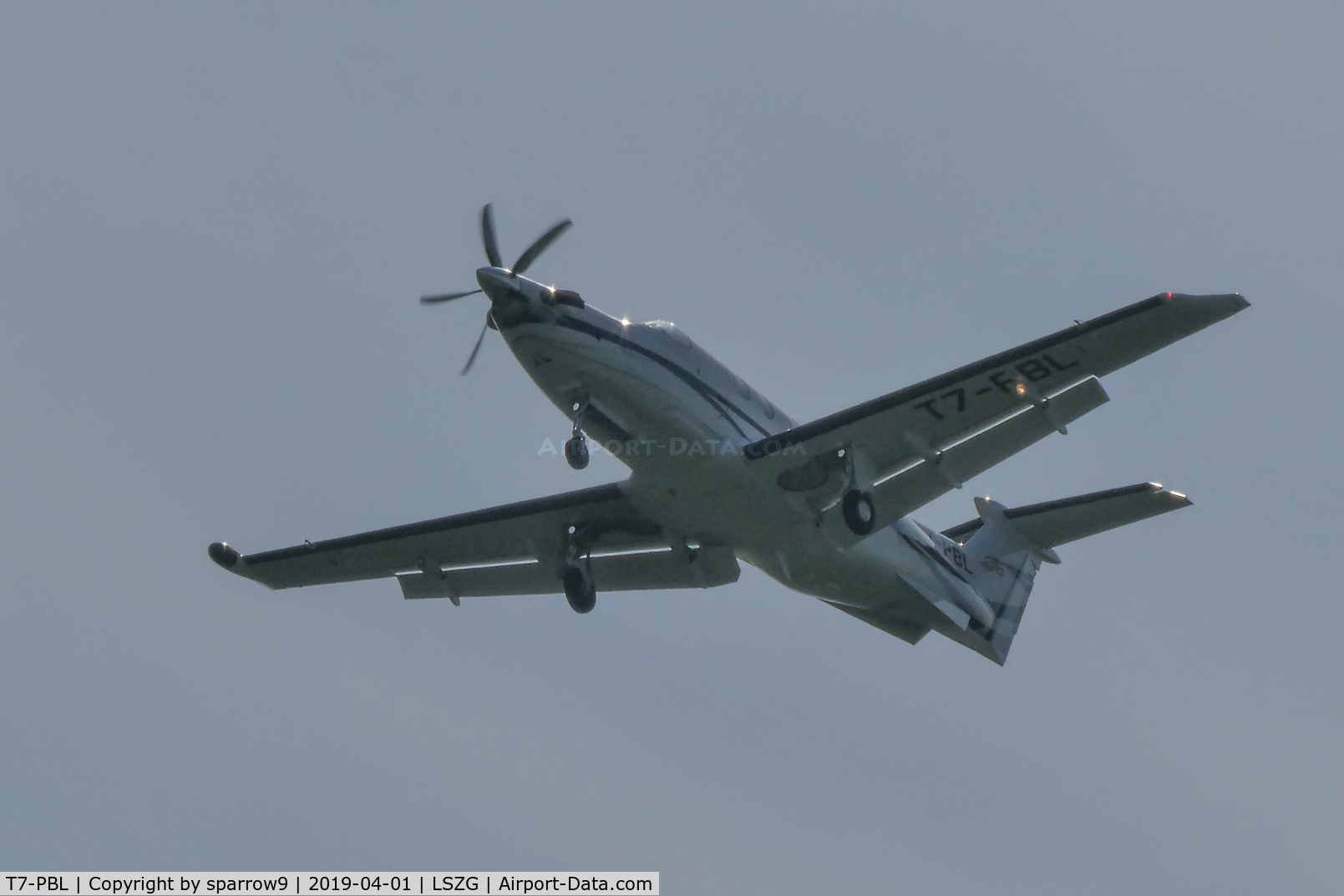 T7-PBL, 2010 Pilatus PC-12/47E C/N 1205, On approach to rwy 06 Grenchen