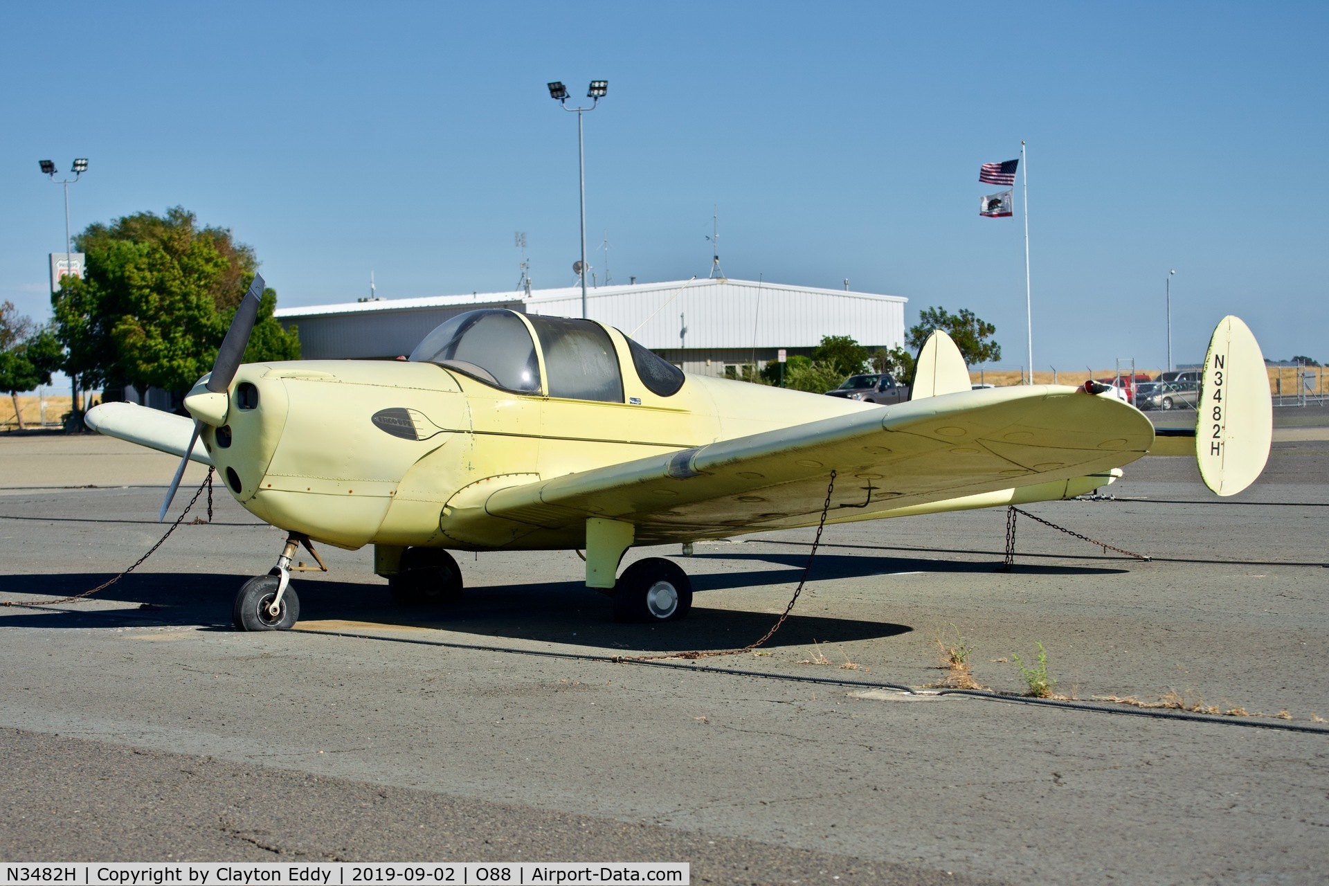 N3482H, 1948 Erco 415D Ercoupe C/N 4107, Rio Vista Airport California 2019.