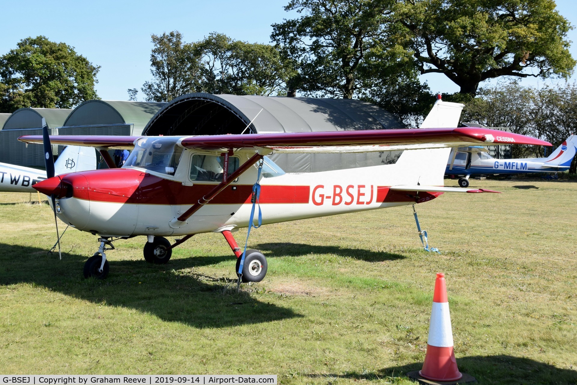 G-BSEJ, 1974 Cessna 150M C/N 150-76261, Parked at, Bury St Edmunds, Rougham Airfield, UK.