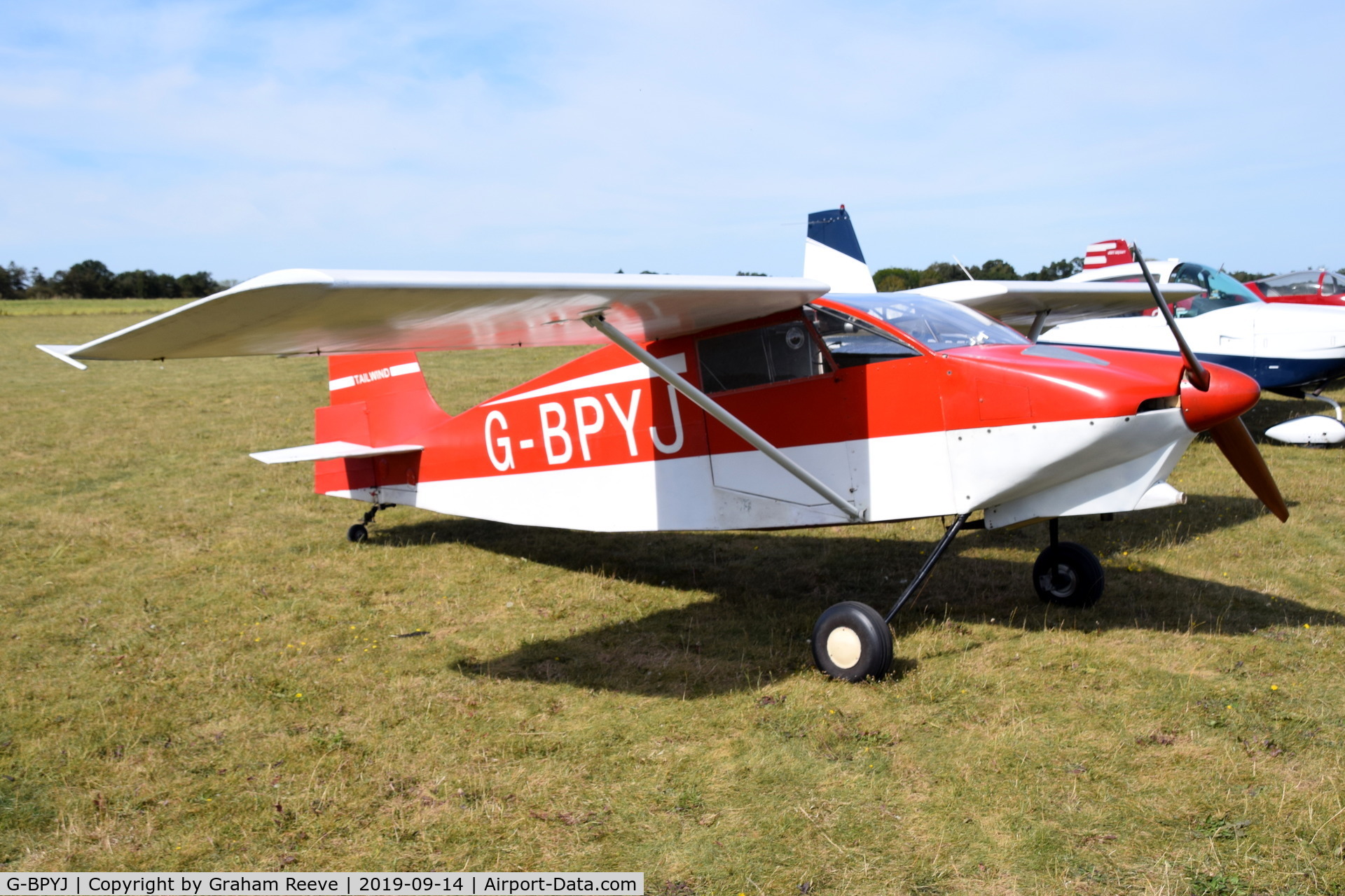 G-BPYJ, 1990 Wittman W-8 Tailwind C/N PFA 031-11028, Parked at, Bury St Edmunds, Rougham Airfield, UK.