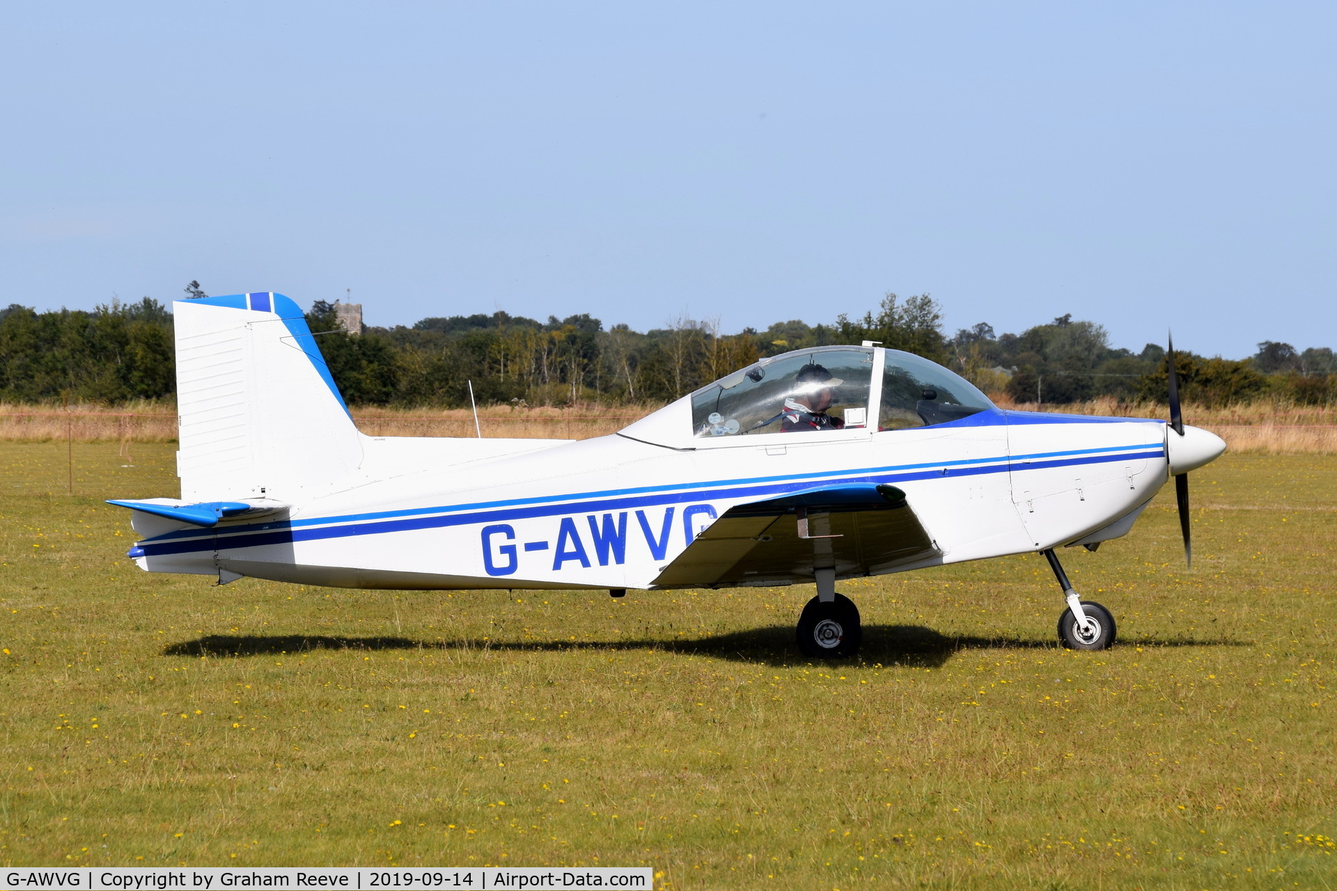 G-AWVG, 1969 AESL Glos-Airtourer 115/T2 C/N 513, Departing from, Bury St Edmunds, Rougham Airfield, UK.