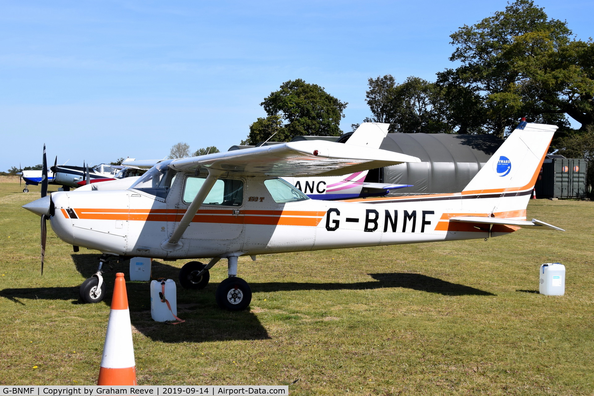 G-BNMF, 1982 Cessna 152 C/N 152-85563, Parked at, Bury St Edmunds, Rougham Airfield, UK.