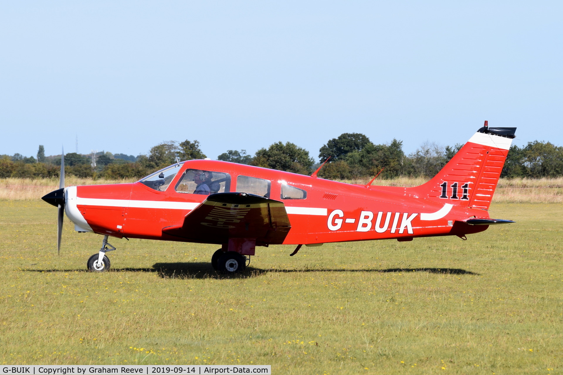 G-BUIK, 1979 Piper PA-28-161 Cherokee Warrior II C/N 28-7916469, Just landed at, Bury St Edmunds, Rougham Airfield, UK.